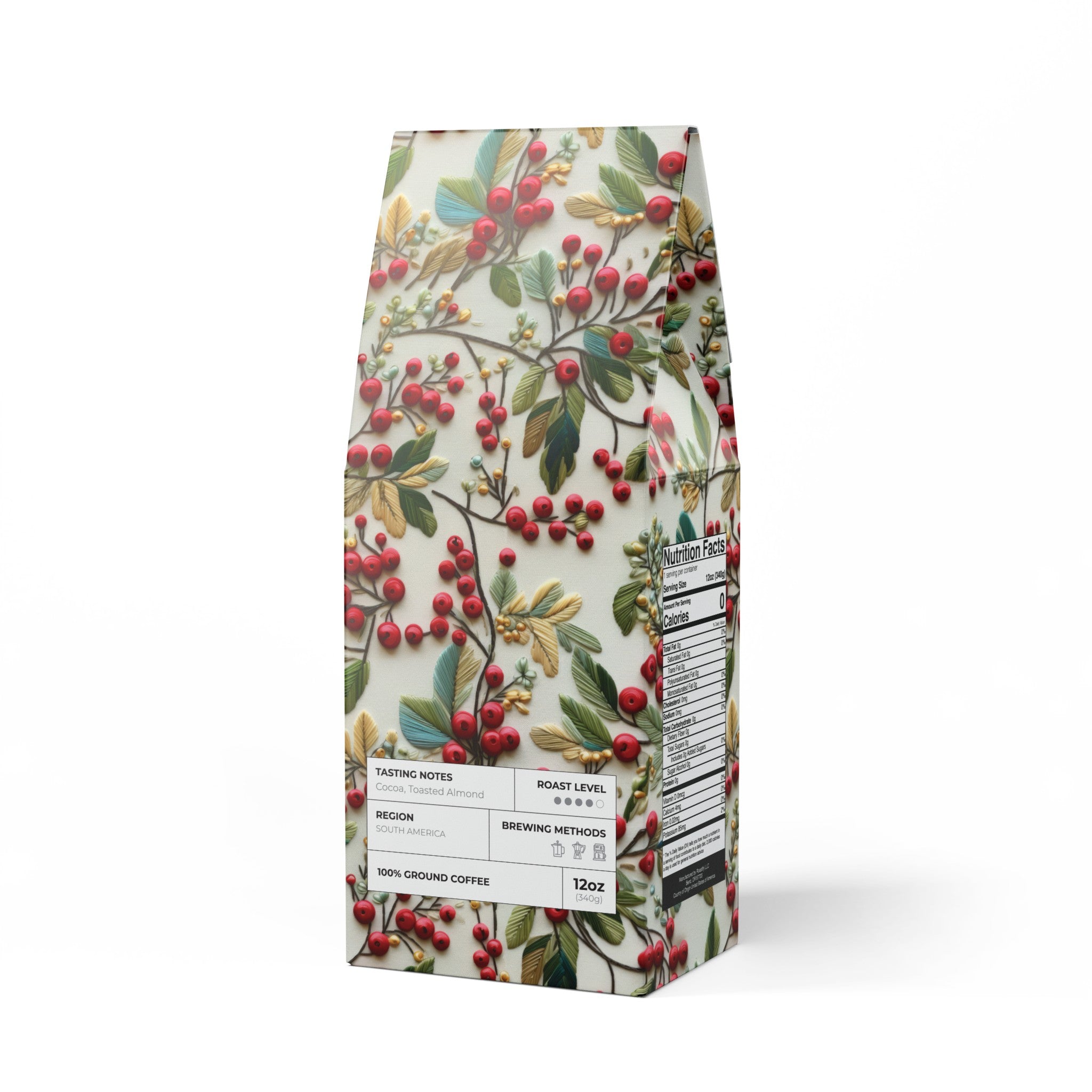 Holly Christmas Best Coffee Elegant Pastel Floral Design Medium-Dark Roast with Toasted Nut Cocoa Notes Serene Modern Cascades Blend Medium-Dark Roast Coffee Fun Design | Gift for Mom - MRSBYVALLE