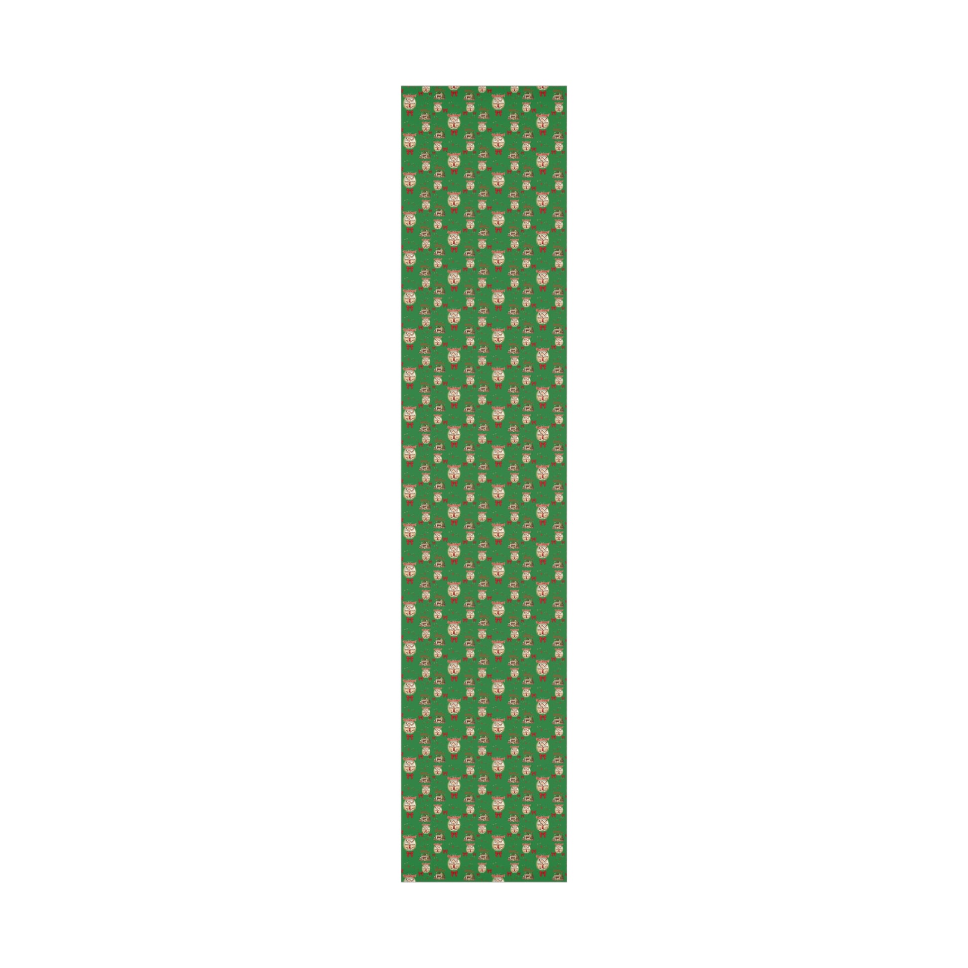 Retro Christmas Scenes Wrapping Paper - Forest Green Holiday Gift Wrap with Vintage Vibes, Perfect for Festive Presents, Nostalgic Holiday Decor, and Gift Wrapping Premium Quality - MRSBYVALLE