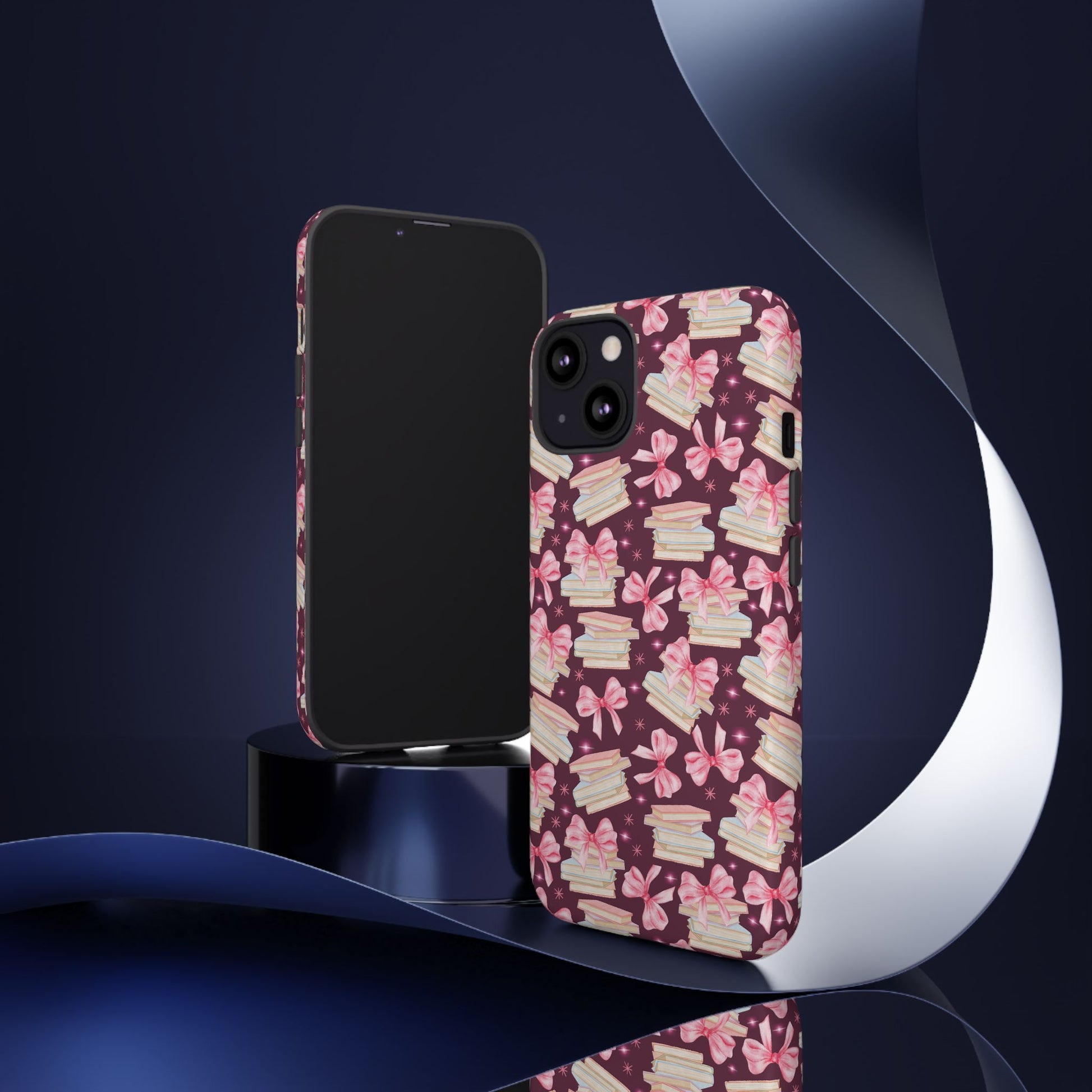 Coquette Pink Bows & Books Phone Case for iPhone 16 15 14 13 12  21 23 Samsung, and Pixel | Stylish Protective Cover Gift for Her Perfect for Floral Lover