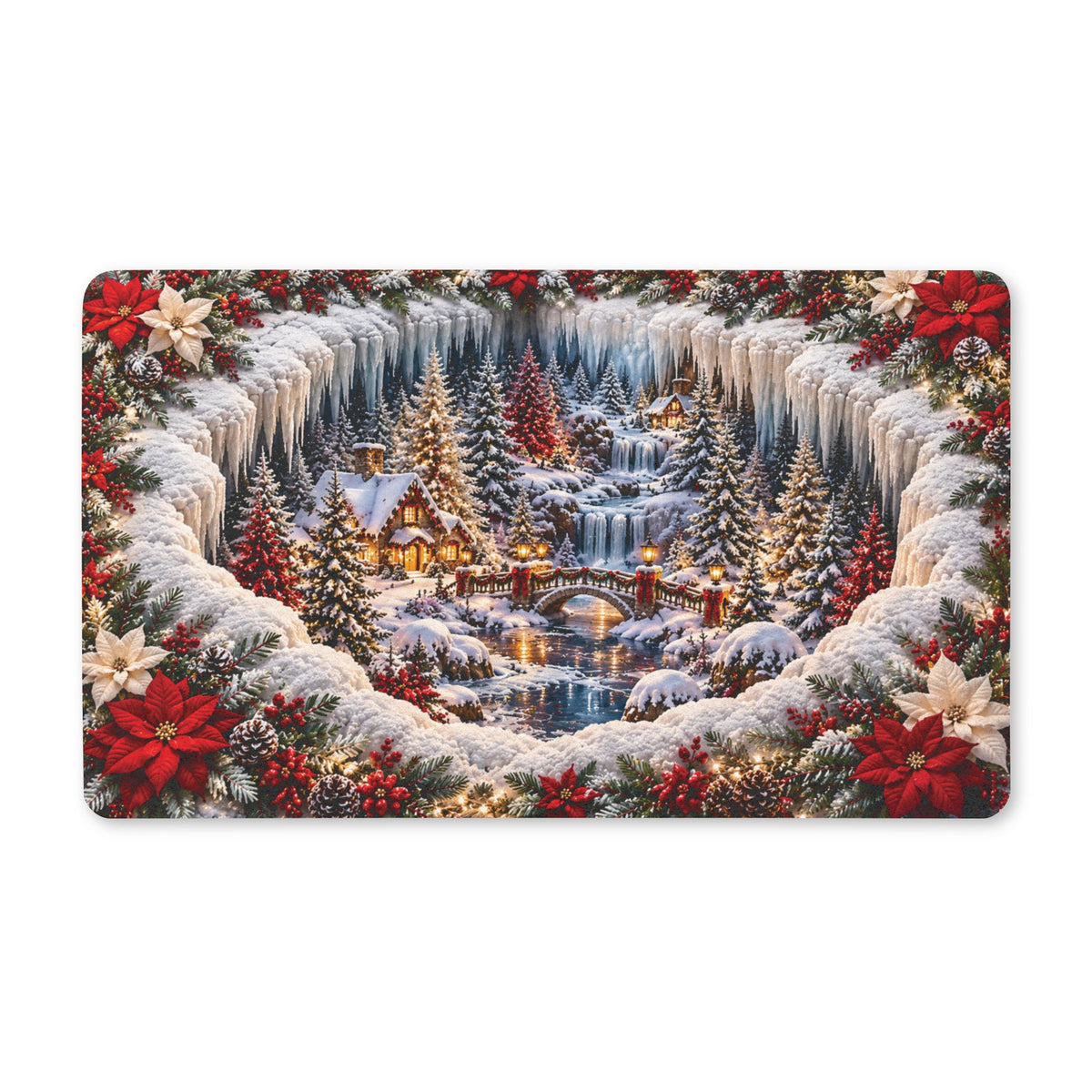 Winter Wonderland Christmas Waterfall Holiday Doormat