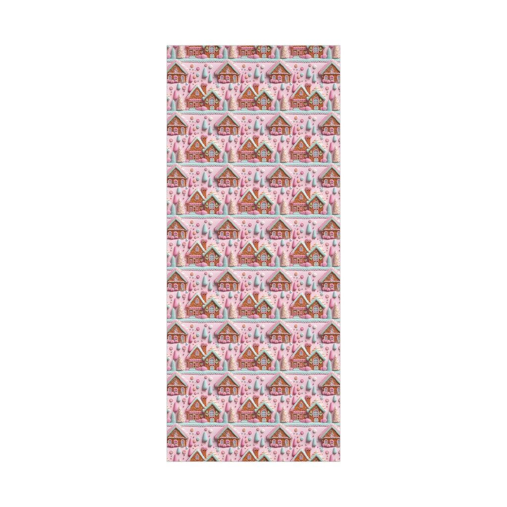 3D Clay Illusion Pink Gingerbread House Wrapping Paper Festive, Playful, and Perfect for Adding a Sweet Touch to Your Holiday Gifts Moms - MRSBYVALLE