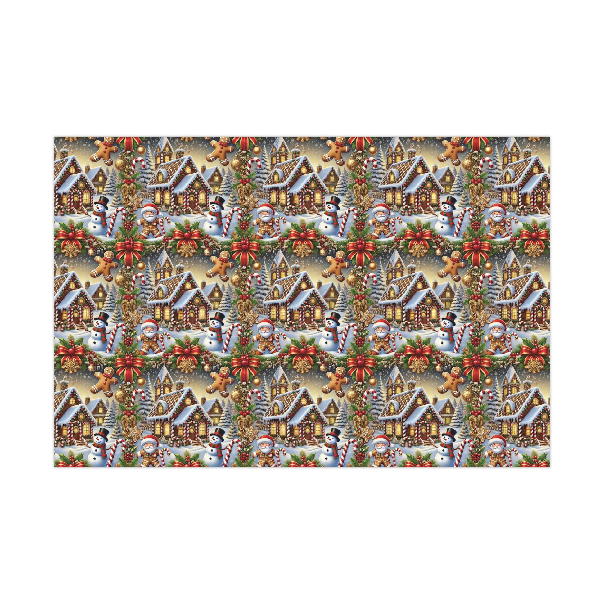 Gingerbread House & Snowman Christmas Wrapping Paper Festive Holiday Gift Wrap with Vibrant Perfect for Christmas Presents and Seasonal Decor - MRSBYVALLE