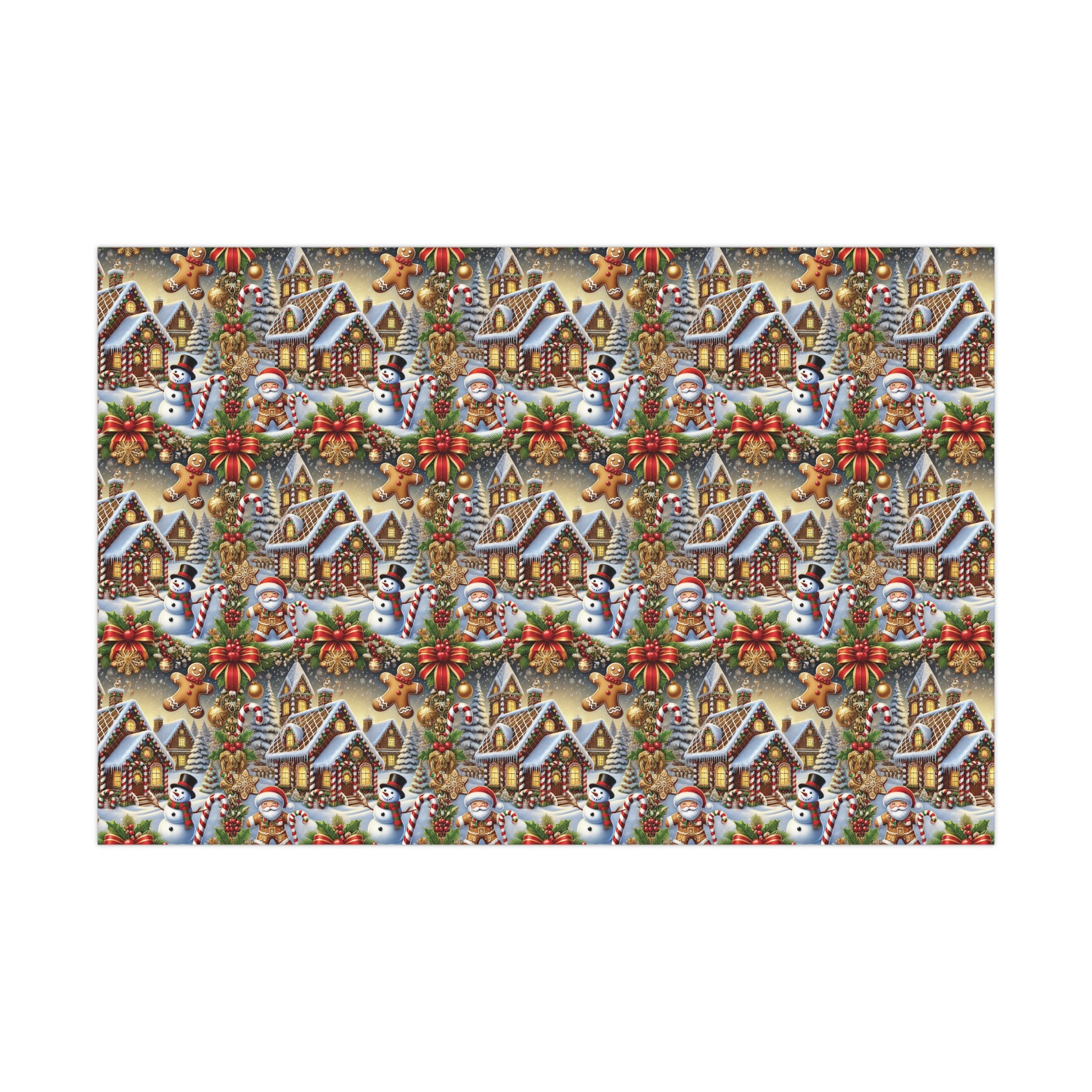 Gingerbread House & Snowman Christmas Wrapping Paper Festive Holiday Gift Wrap with Vibrant Perfect for Christmas Presents and Seasonal Decor - MRSBYVALLE