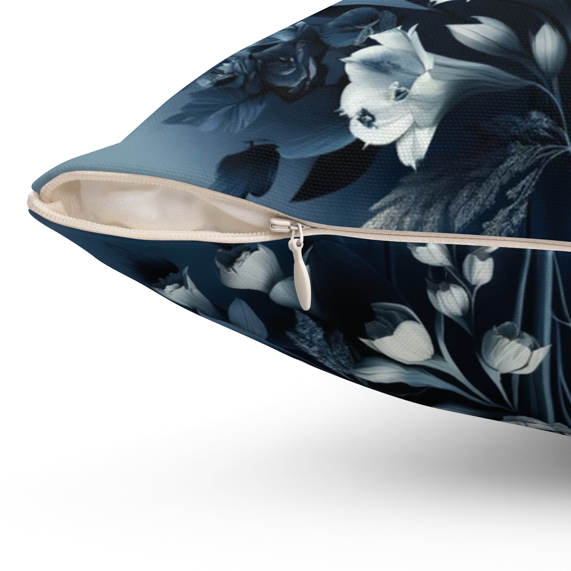 Navy 3D Floral Illusion Pillow Cover: Luxurious Square Cushion Case for Elegant Home Living Room Decor Enhancement Decor Comfort for Living Room, Bedroom or Housewarming Gift New House, Bridal Shower Gift.