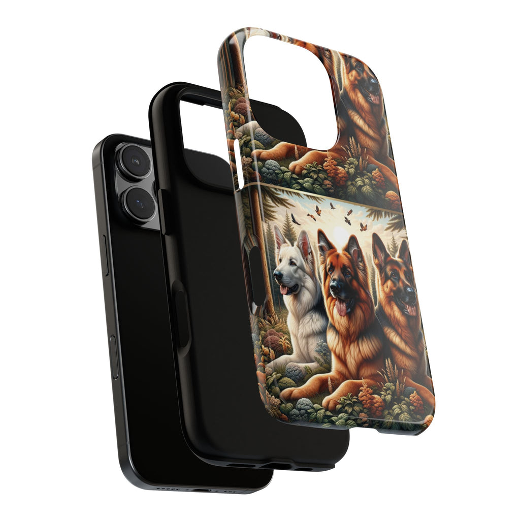 German Shepherd Phone Tough Case Floral Elegant Durable Dog Lover Devices iPhone 15, Samsung iPhone Samsung Accessory Gift for Her