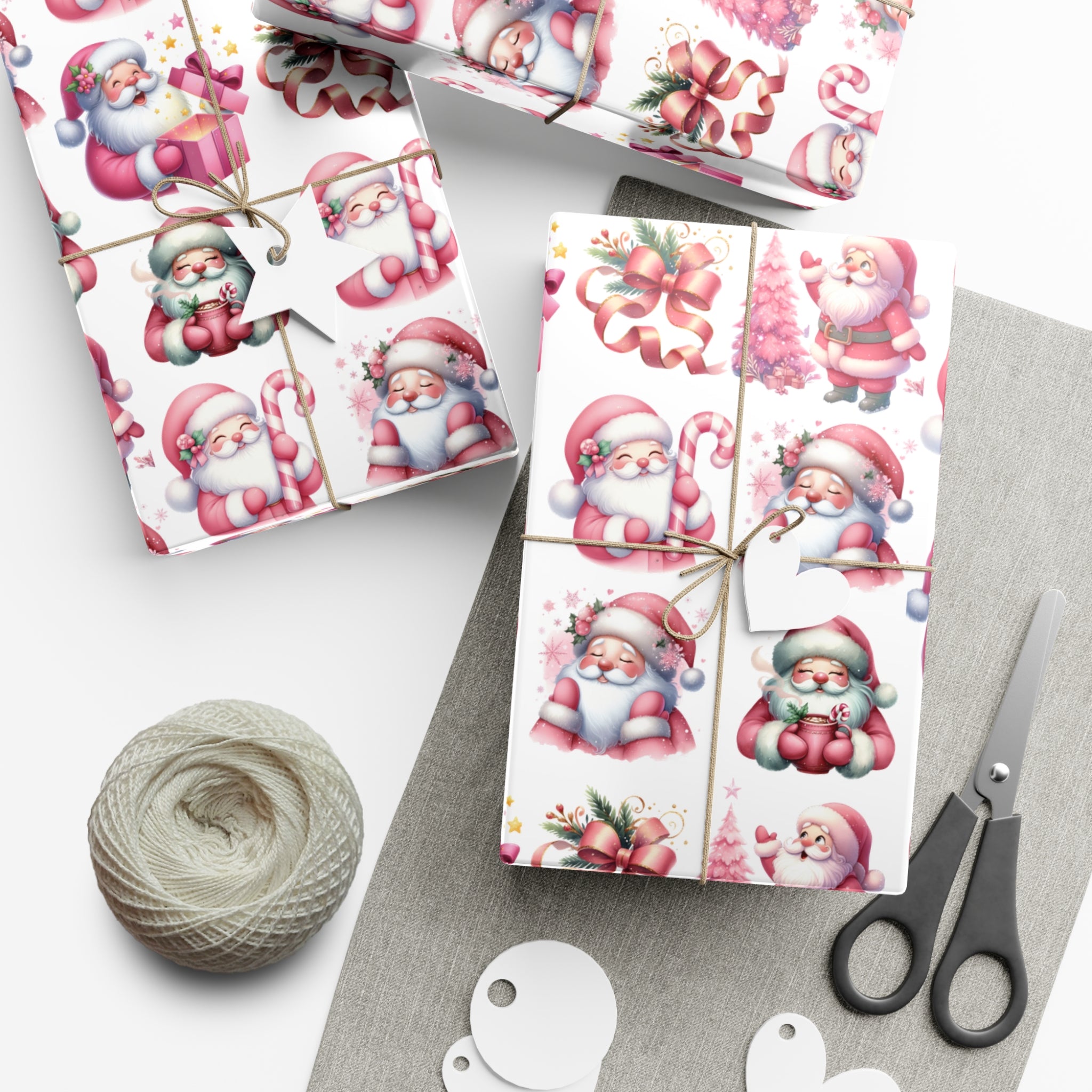 Pink Gift Wrap Papers, Christmas Santa Holiday Wrapping Pink Vintage Gift Packaging, Xmas Party Supplies, Decorative Present Wrap for Mom Premium Quality - MRSBYVALLE