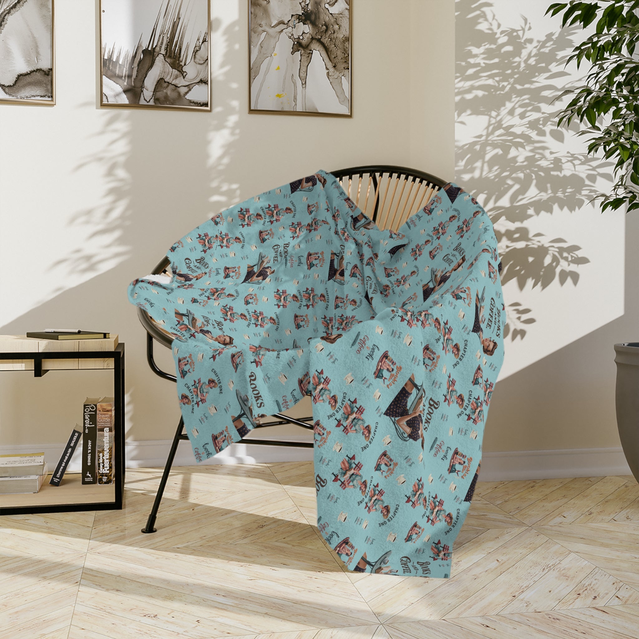 Books and Coffee Retro 50s Minky Blanket Throw Ultra-Soft Minky Blanket Cozy Comfort Blanket Elegant Home Decor Plush Microfiber for Maximum Comfort Blanket, Perfect for Snuggling Decor, Cozy All-Season Warmth, Housewarming Gift Throw - MRSBYVALLE