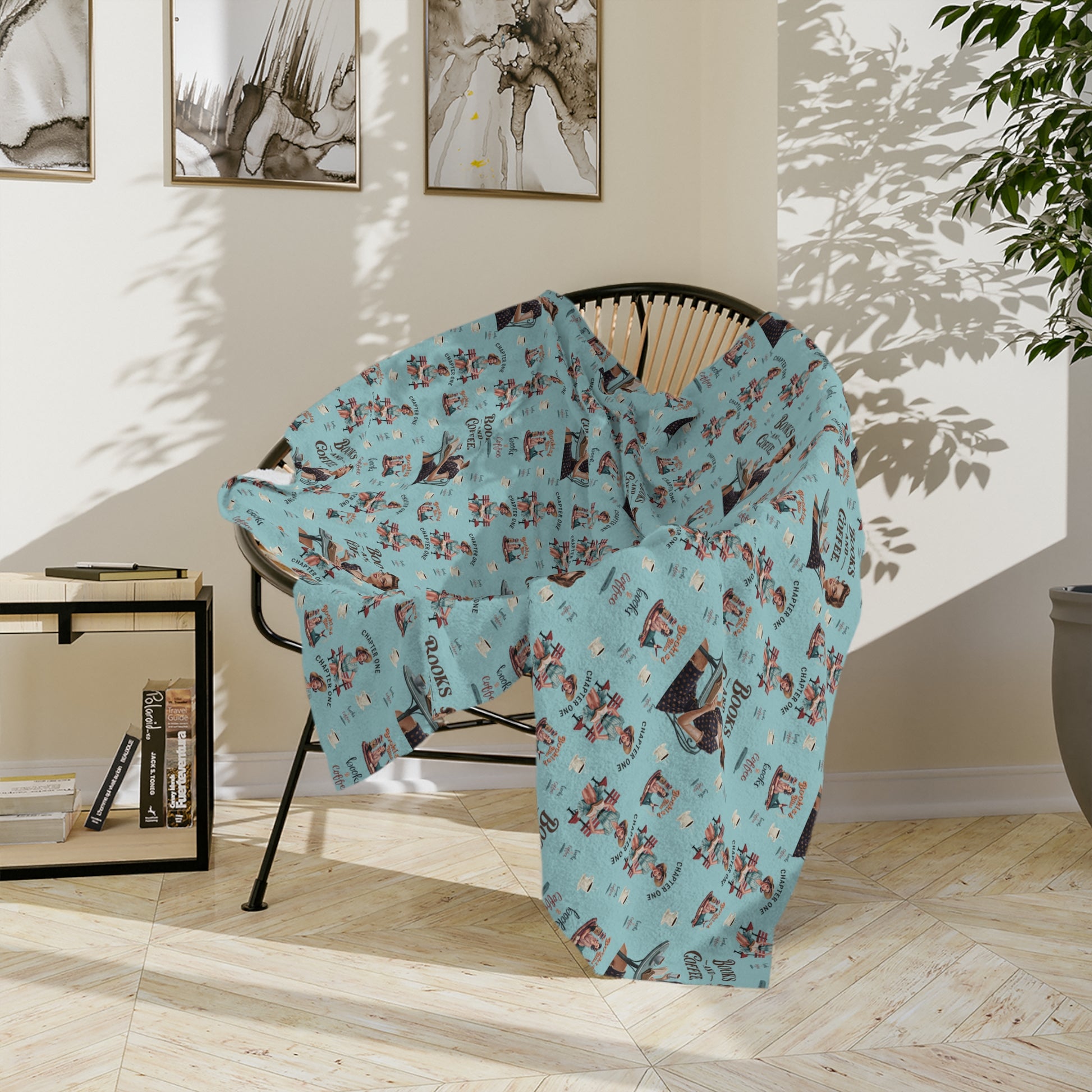 Books and Coffee Retro 50s Minky Blanket Throw Ultra-Soft Minky Blanket Cozy Comfort Blanket Elegant Home Decor Plush Microfiber for Maximum Comfort Blanket, Perfect for Snuggling Decor, Cozy All-Season Warmth, Housewarming Gift Throw - MRSBYVALLE