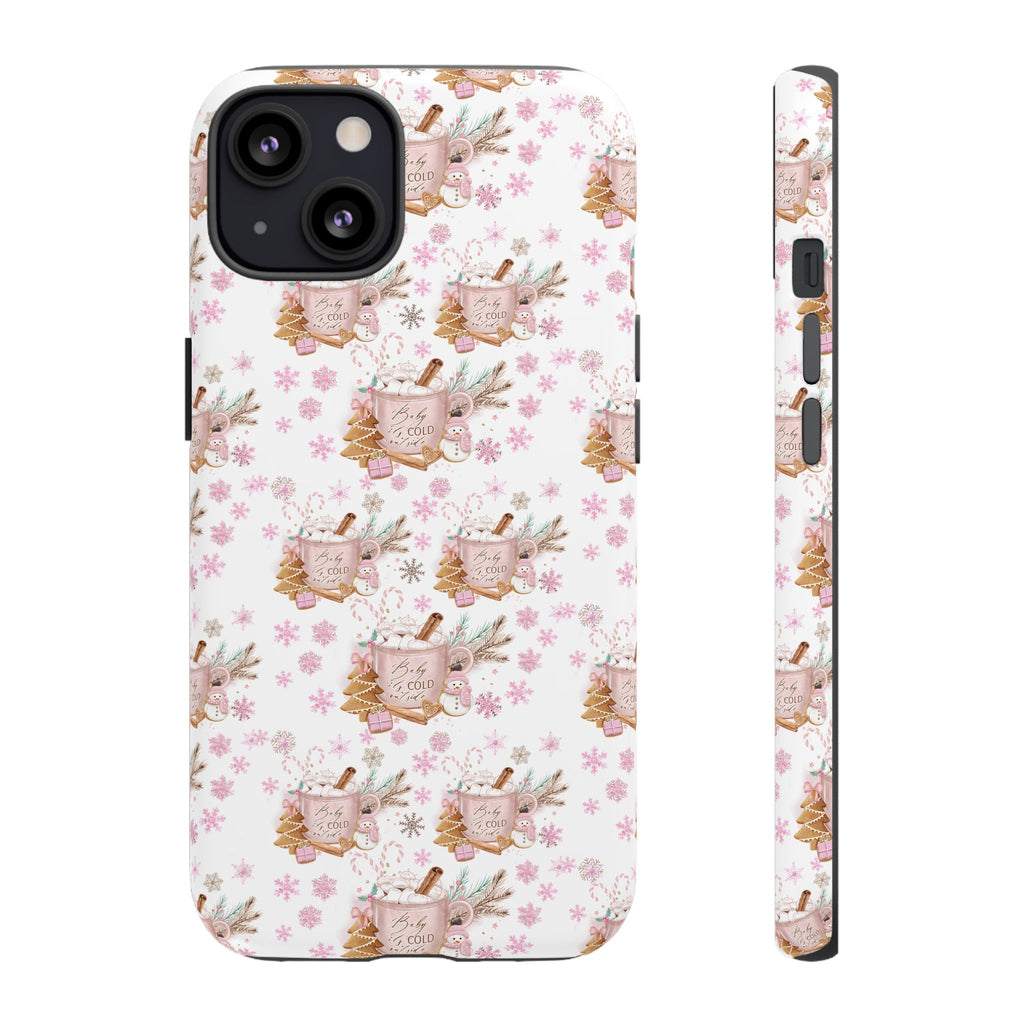 Baby it's Cold Outside Pink and White Phone Case Unique Holiday Protection for Your Device | Stylish & Durable Cover Gift for Her Phone 15, Samsung iPhone Samsung Accessory Gift for Her