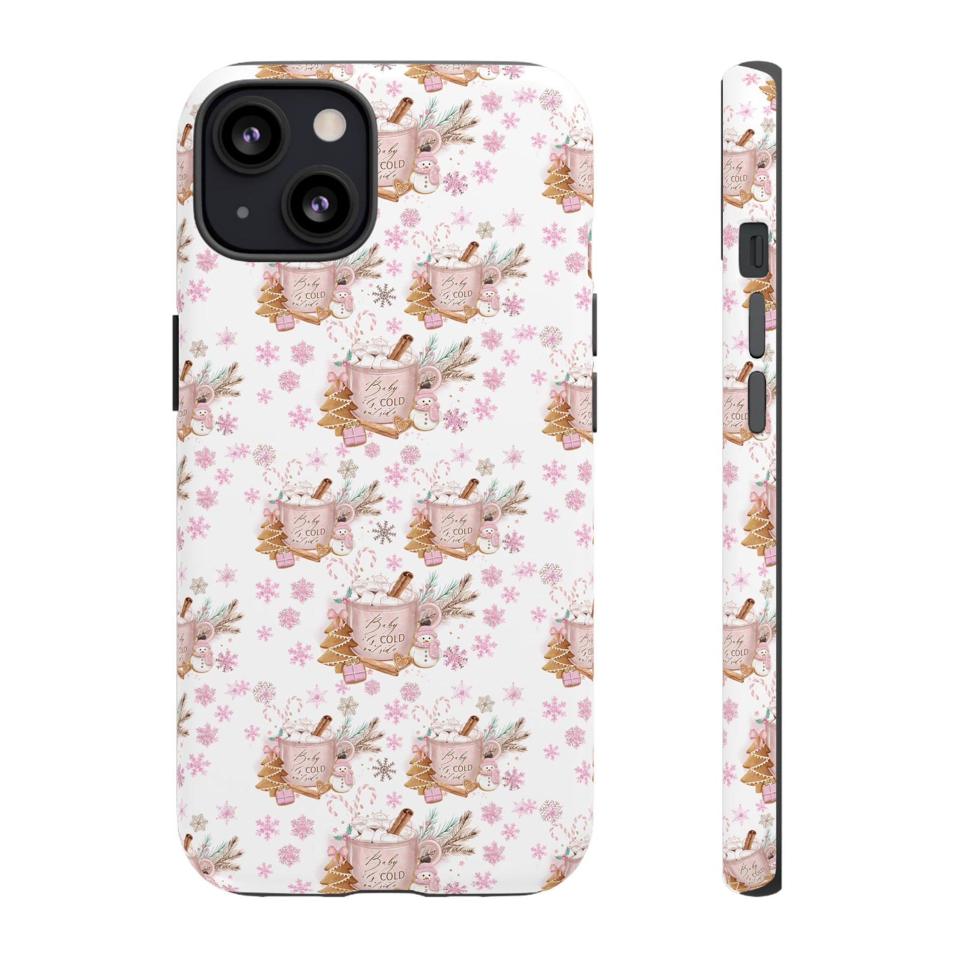 Baby it's Cold Outside Pink and White Phone Case Unique Holiday Protection for Your Device | Stylish & Durable Cover Gift for Her Phone 15, Samsung iPhone Samsung Accessory Gift for Her