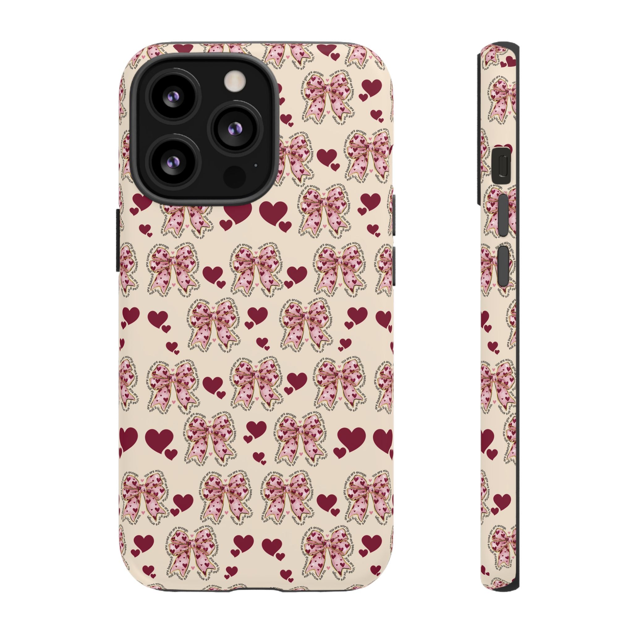 Charming Hearts & Pink Bows Phone Case Stylish & Durable Protection for Your Device | Scratch-Resistant, Slim Fit, and Lightweight Design for Everyday Use for iPhone & Android | Fresh Nature-Inspired Design!