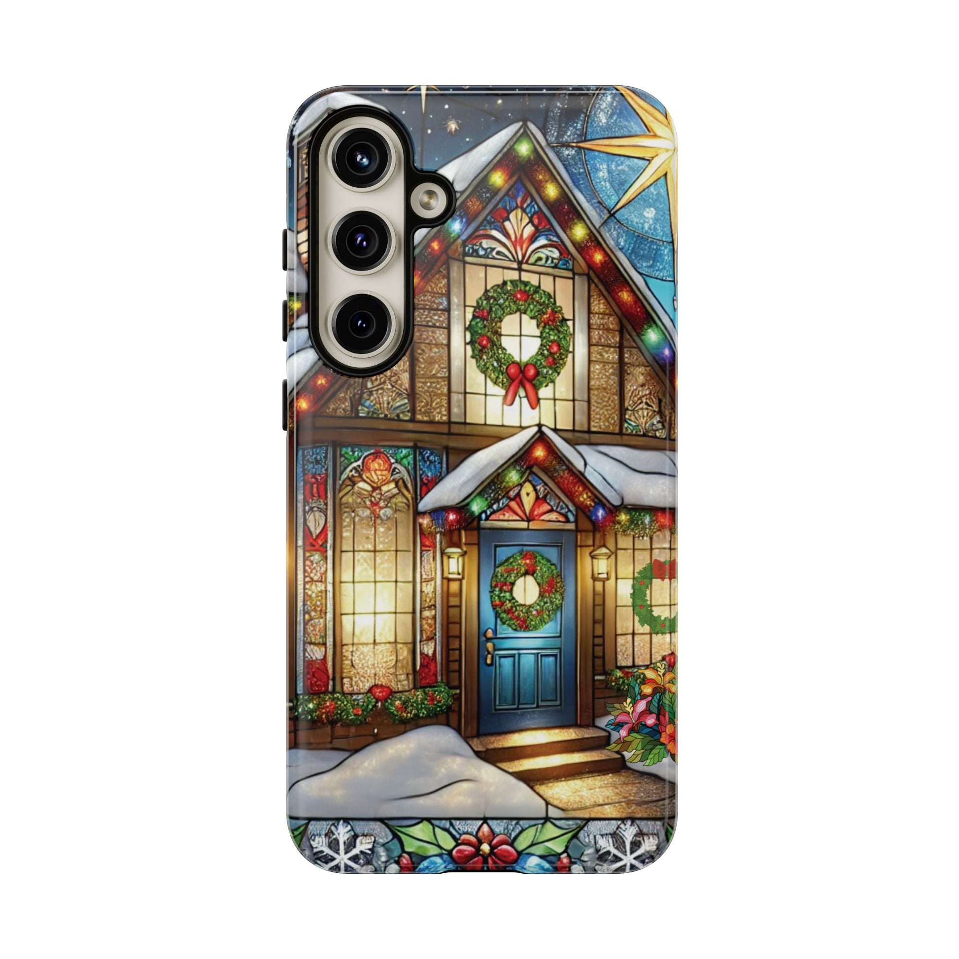 Stain Glass Christmas Phone Case Unique Holiday Protection for Your Device | Stylish & Durable Cover Gift for Her Phone 15, Samsung iPhone Samsung Accessory Gift for Her