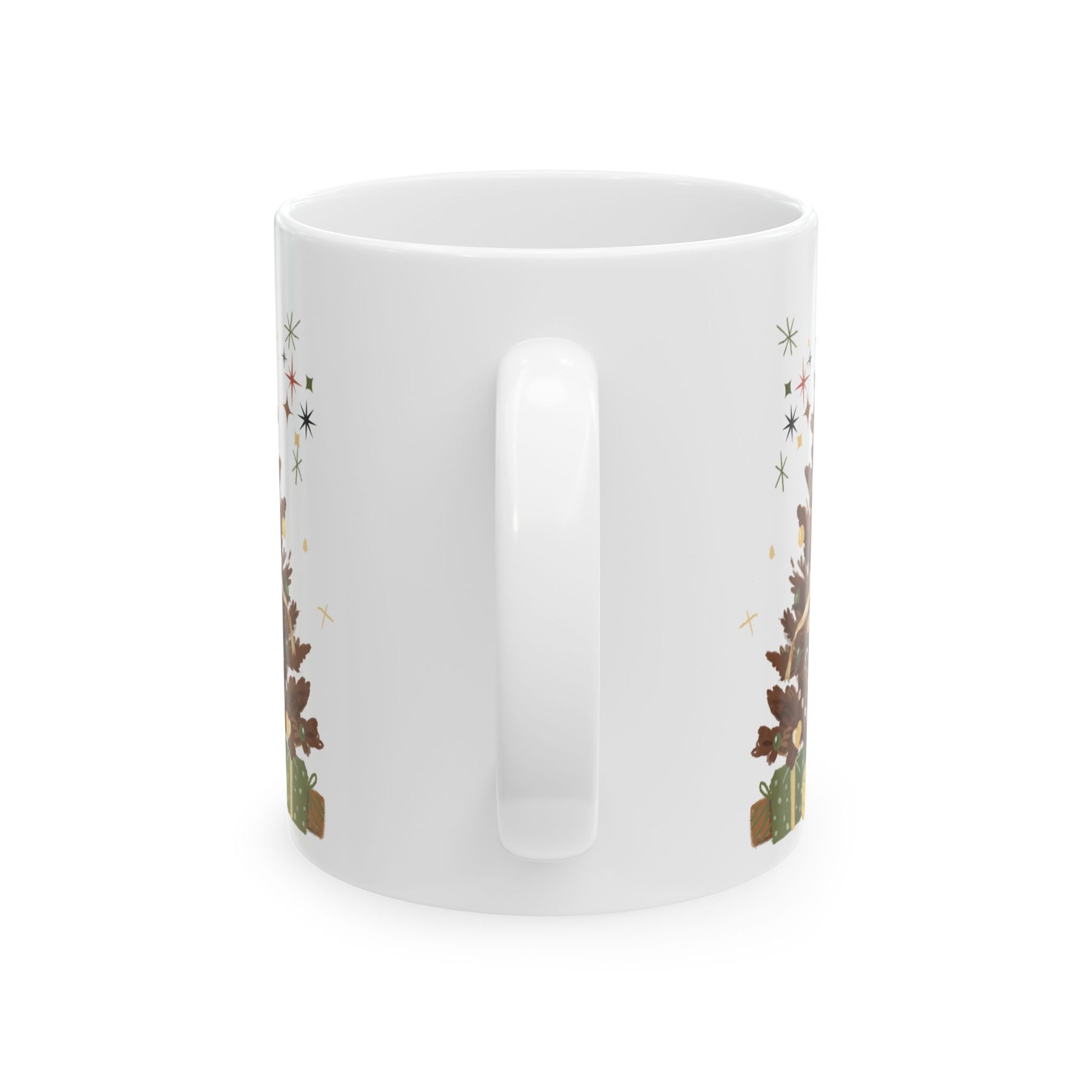 Brown Christmas Tree Mug, 11oz  15oz Holiday Coffee Cup, Rustic Winter Mug, Cozy Hot Chocolate Mug, Christmas Gift Idea, Festive Morning Vibes