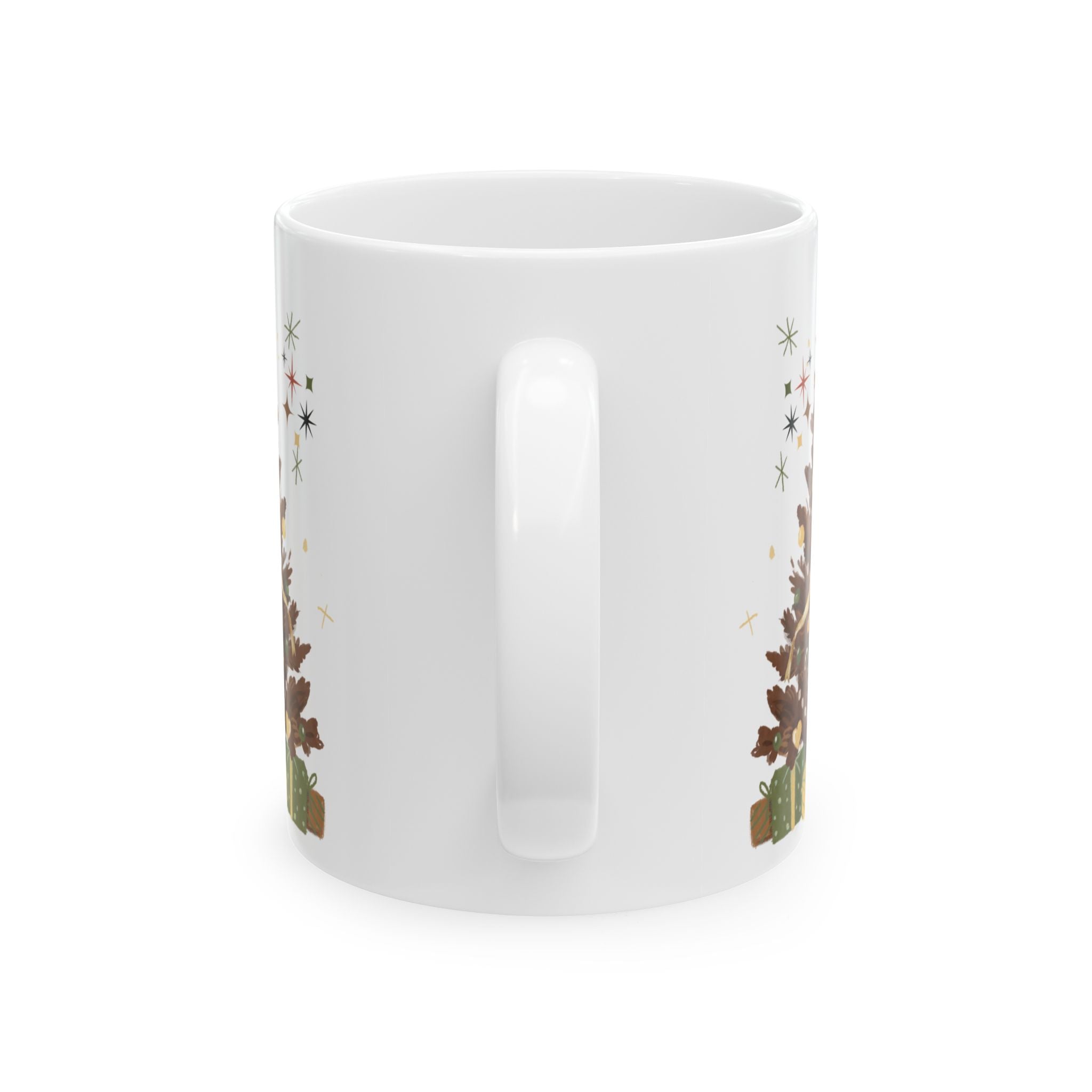 Brown Christmas Tree Mug, 11oz  15oz Holiday Coffee Cup, Rustic Winter Mug, Cozy Hot Chocolate Mug, Christmas Gift Idea, Festive Morning Vibes