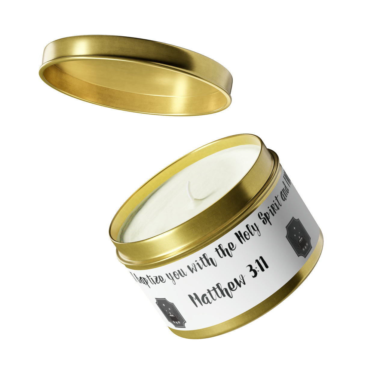 New House Sacred Light Divine Verse Tin Candles Embrace Peace with 4oz/8oz Coconut Soy Wax, Hand-Poured in USA. Lead-Free Wick, 20-40hr Burn. Evergreen, Vanilla, More Spiritual Ambiance Awaits Pure Harmony Grace..