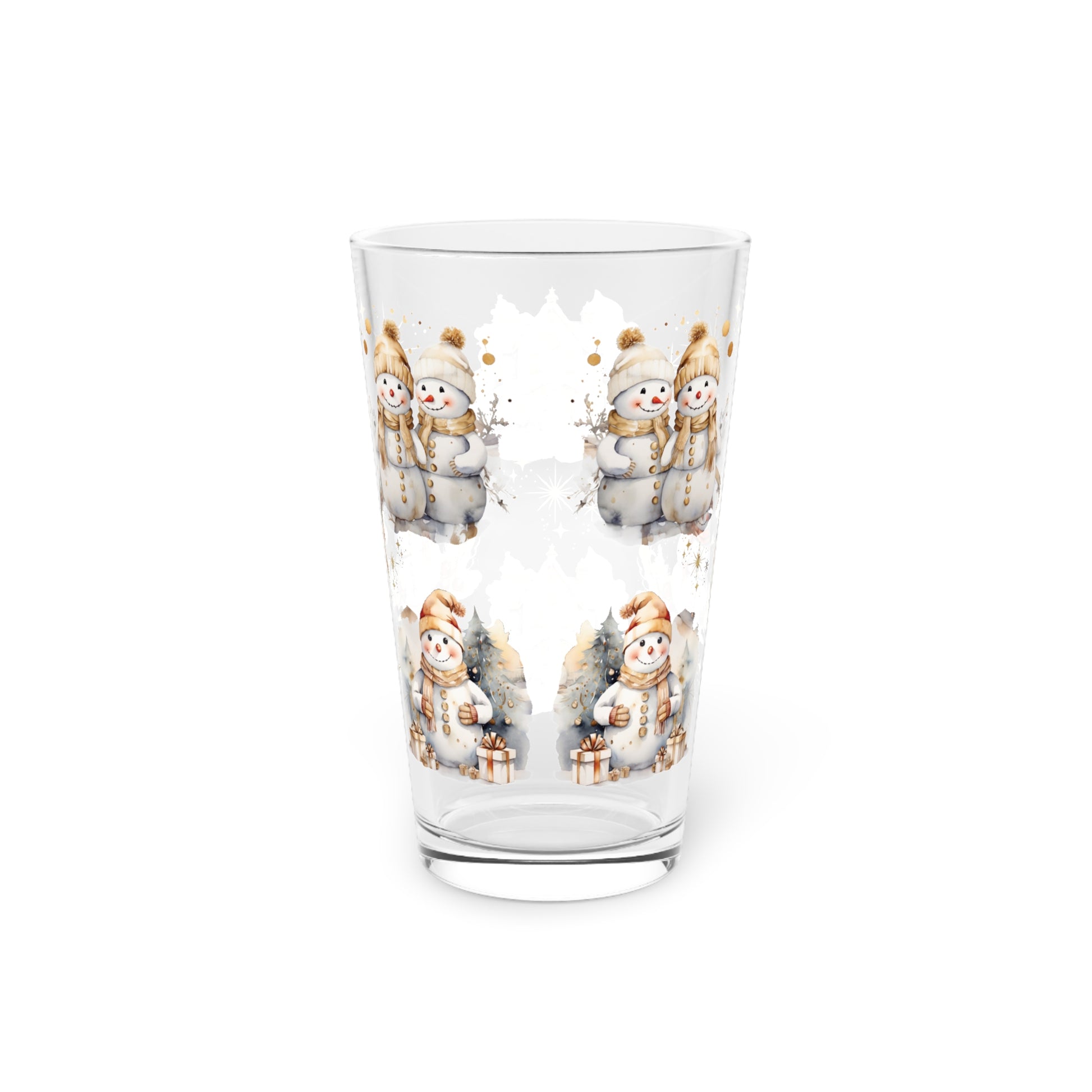 Watercolor Snowman 16oz Pint Glass Festive Holiday Drinkware for Christmas Winter Celebrations Perfect Gift for Beer Lovers Home Entertaining Elegant Perfect for Parties - MRSBYVALLE