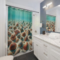 Ocean Inspired Turquoise Seashell Shower Curtain Durable, Mildew-Resistant Fabric for a Refreshing Bathroom Makeover Housewarming Wedding Gift for Mom Bridal Shower Gift Newlywed.