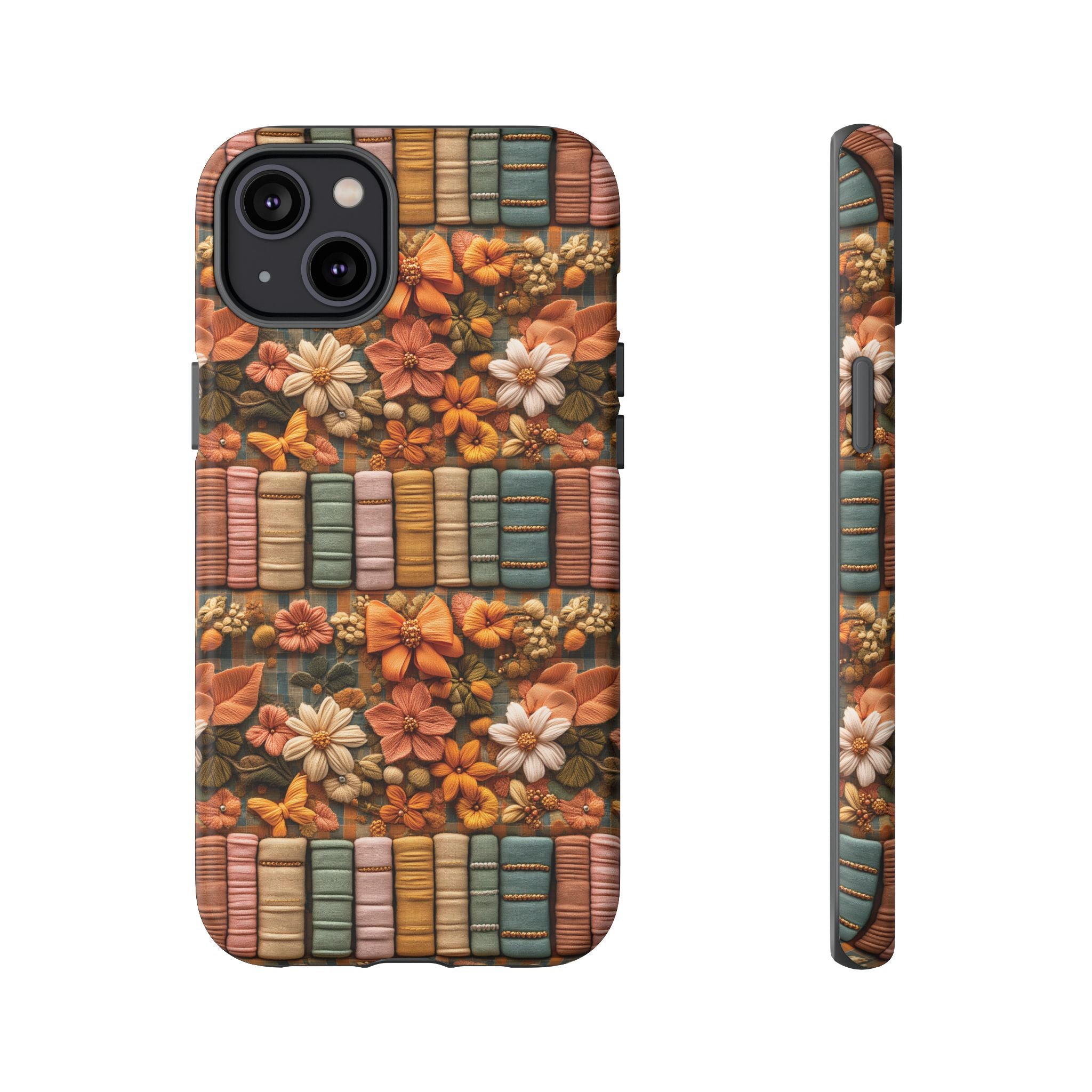 3D Illusion Boho Floral and Books Phone Case Gift for Her Phone 15, Samsung iPhone Samsung Gift for Her Case iPhone 15, Samsung iPhone Samsung Accessory Gift for Her