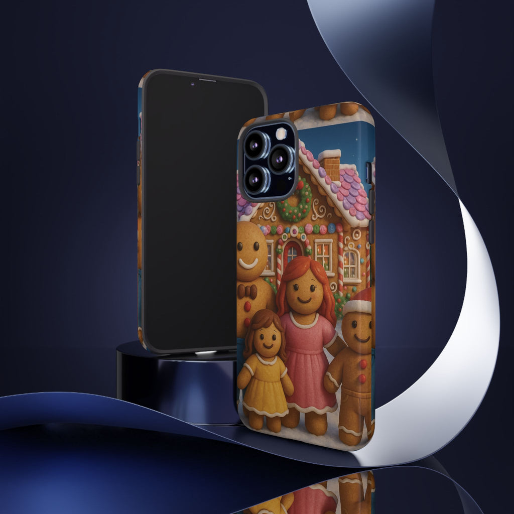 Coque de téléphone esthétique Famille en Pain d'Épices – Design d'inspiration vintage sur le thème de Noël – Étui stylé pour modèles iPhone et Samsung Galaxy