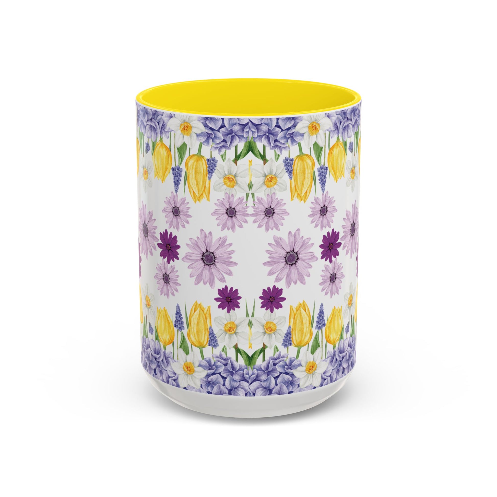 Botanical Floral Mug  Lavender & Yellow Flowers, Ceramic 11oz & 15oz Cup, Ideal Gift for Coffee Lovers, Mother's Day, or Cozy Spring Mornings