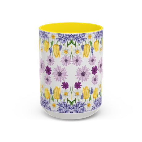 Botanical Floral Mug  Lavender & Yellow Flowers, Ceramic 11oz & 15oz Cup, Ideal Gift for Coffee Lovers, Mother's Day, or Cozy Spring Mornings