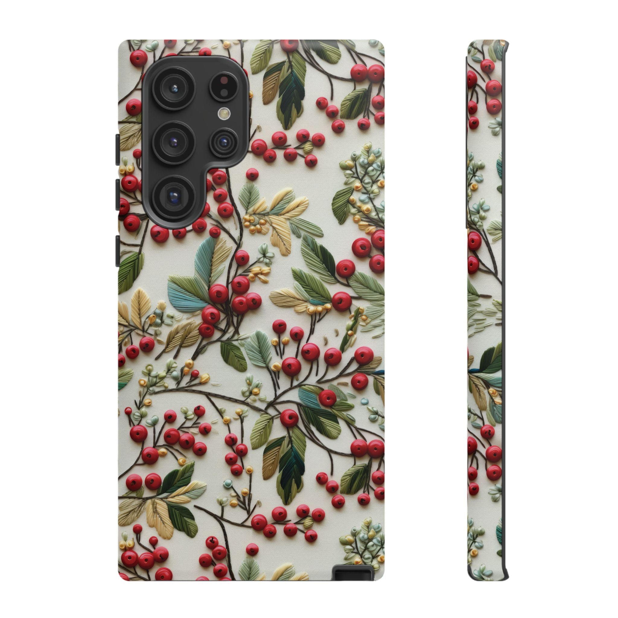 Holly Christmas Wildflowers Boho Chic Design Phone Case - Stylish, Protective Cover for All Models Gift for Mom Accessory Gift for Her