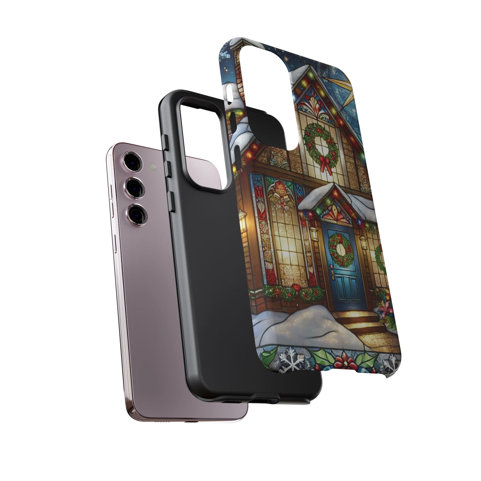 Stain Glass Christmas Phone Case Unique Holiday Protection for Your Device | Stylish & Durable Cover Gift for Her Phone 15, Samsung iPhone Samsung Accessory Gift for Her