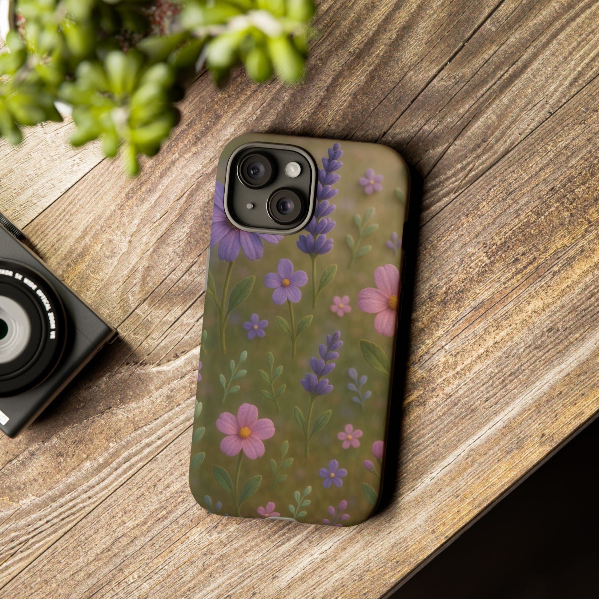 Pastel Flowers 3D Illusion Wildflower Phone Case Cute Pastel Floral Design in Lavender, Pink, Mint Green Aesthetic Protective Case for iPhone and  Android