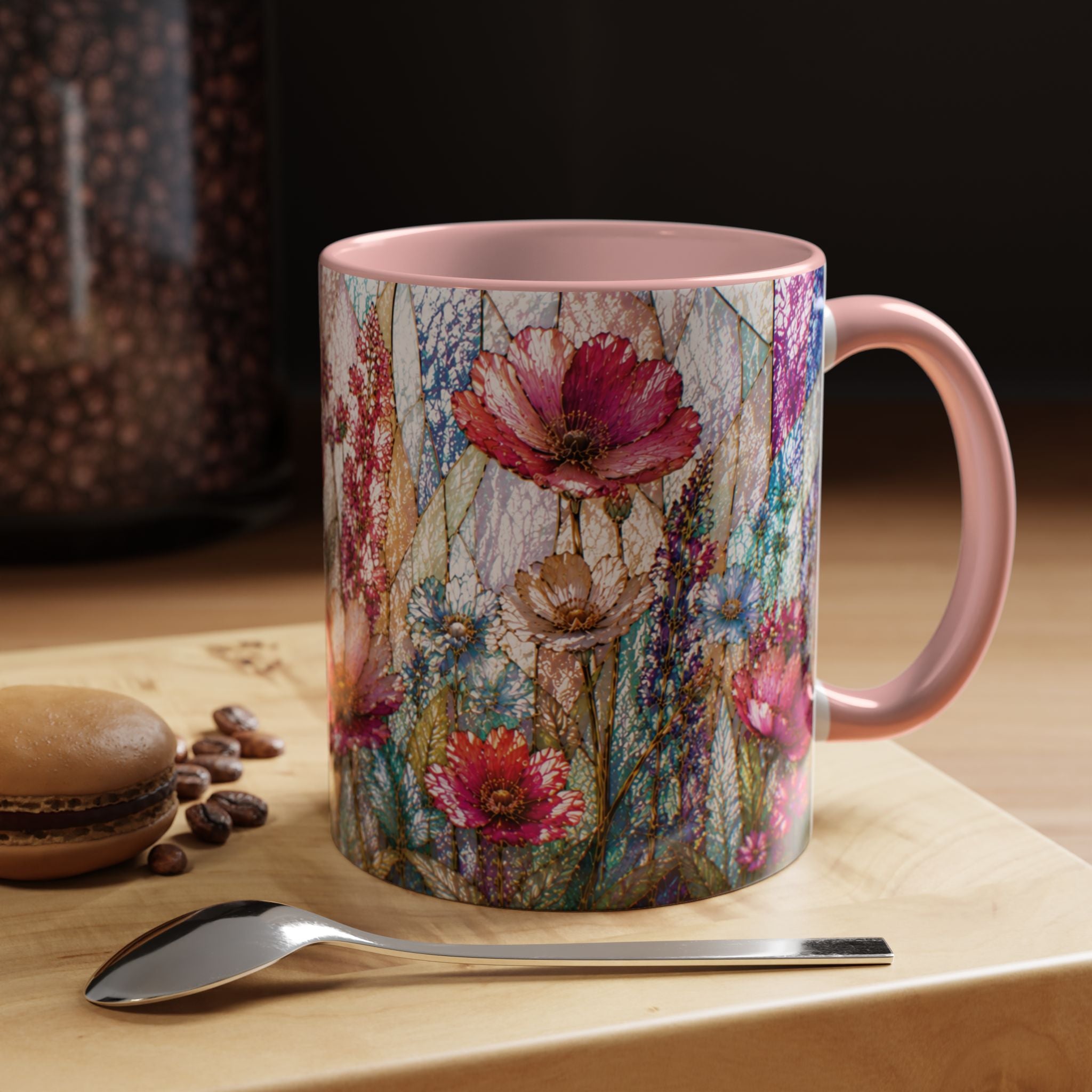 Wildflower Watercolor Coffee Mug Vibrant Wildflower Accent 11/15oz Stain Glass Illusion