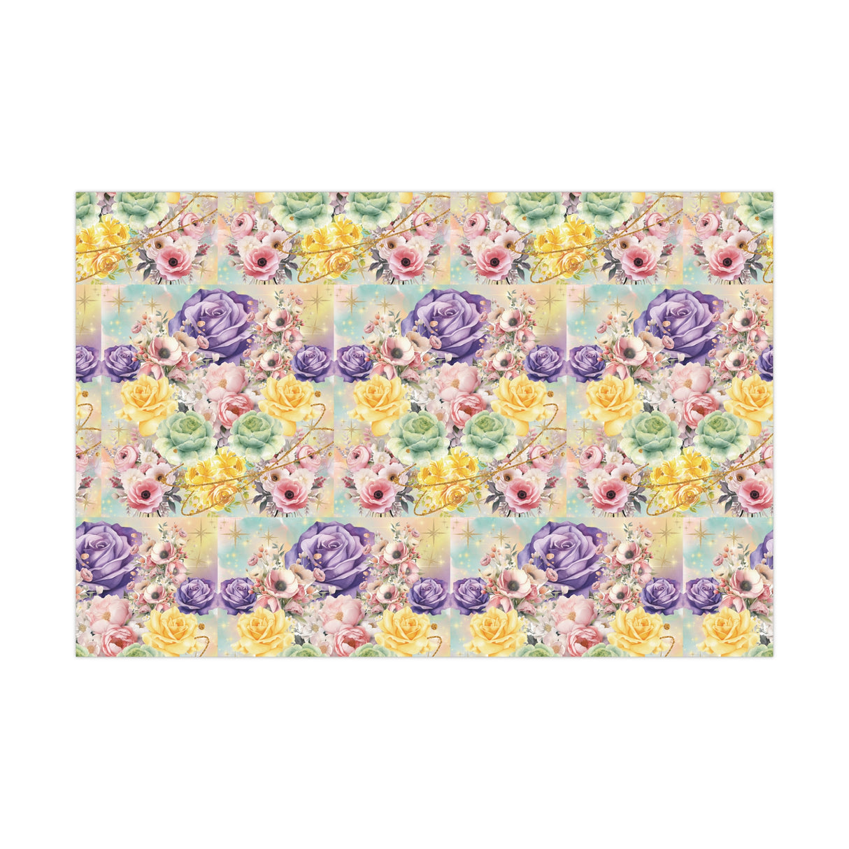 Pastel Floral Wrapping Paper | Vibrant Seasonal Blooms | Perfect for Birthdays, Special Occasions | Premium Quality Gifts Moms Weddings