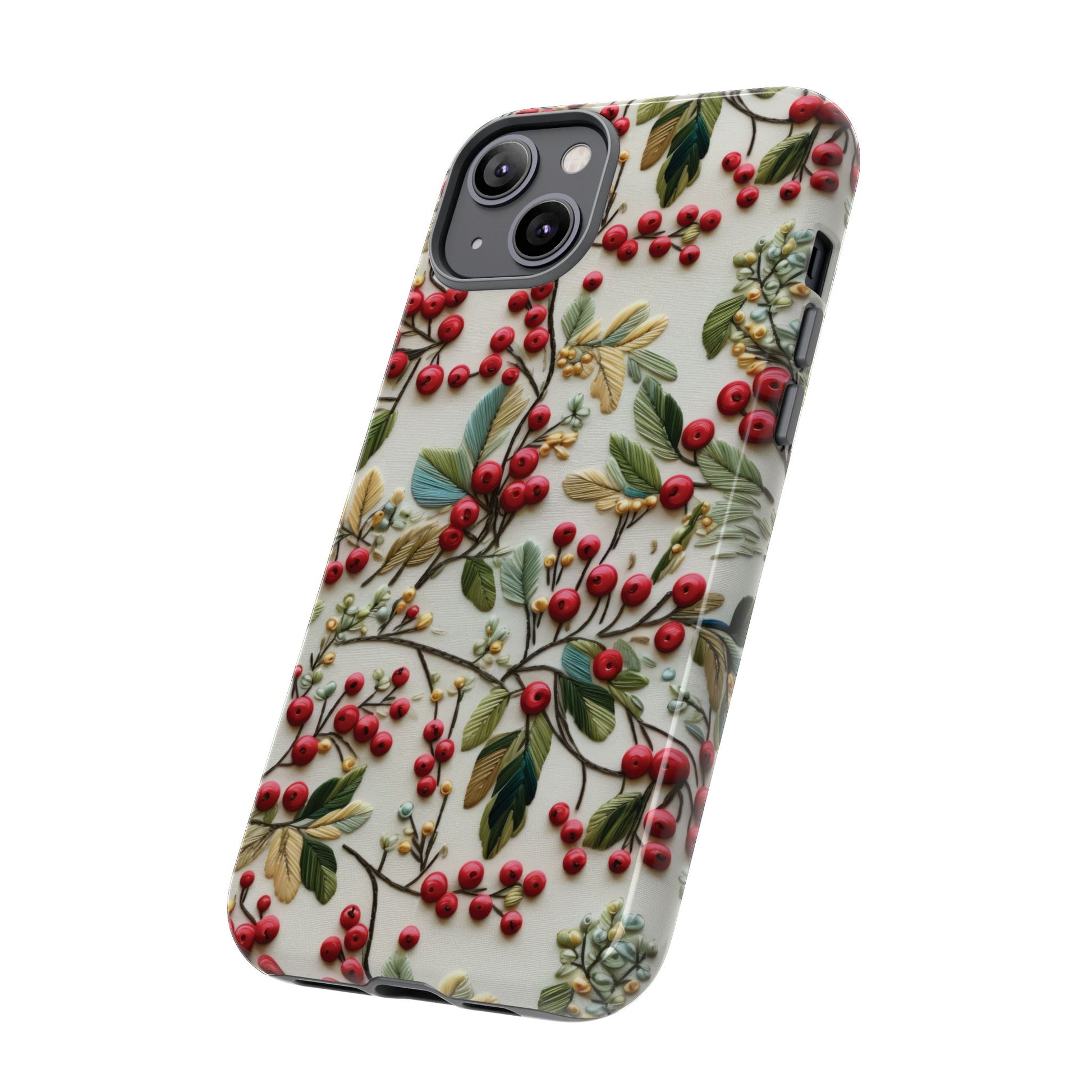 Holly Christmas Wildflowers Boho Chic Design Phone Case - Stylish, Protective Cover for All Models Gift for Mom Accessory Gift for Her