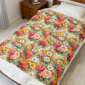 Couverture polaire en velours floral éclatant — Jeté floral esthétique en Minky