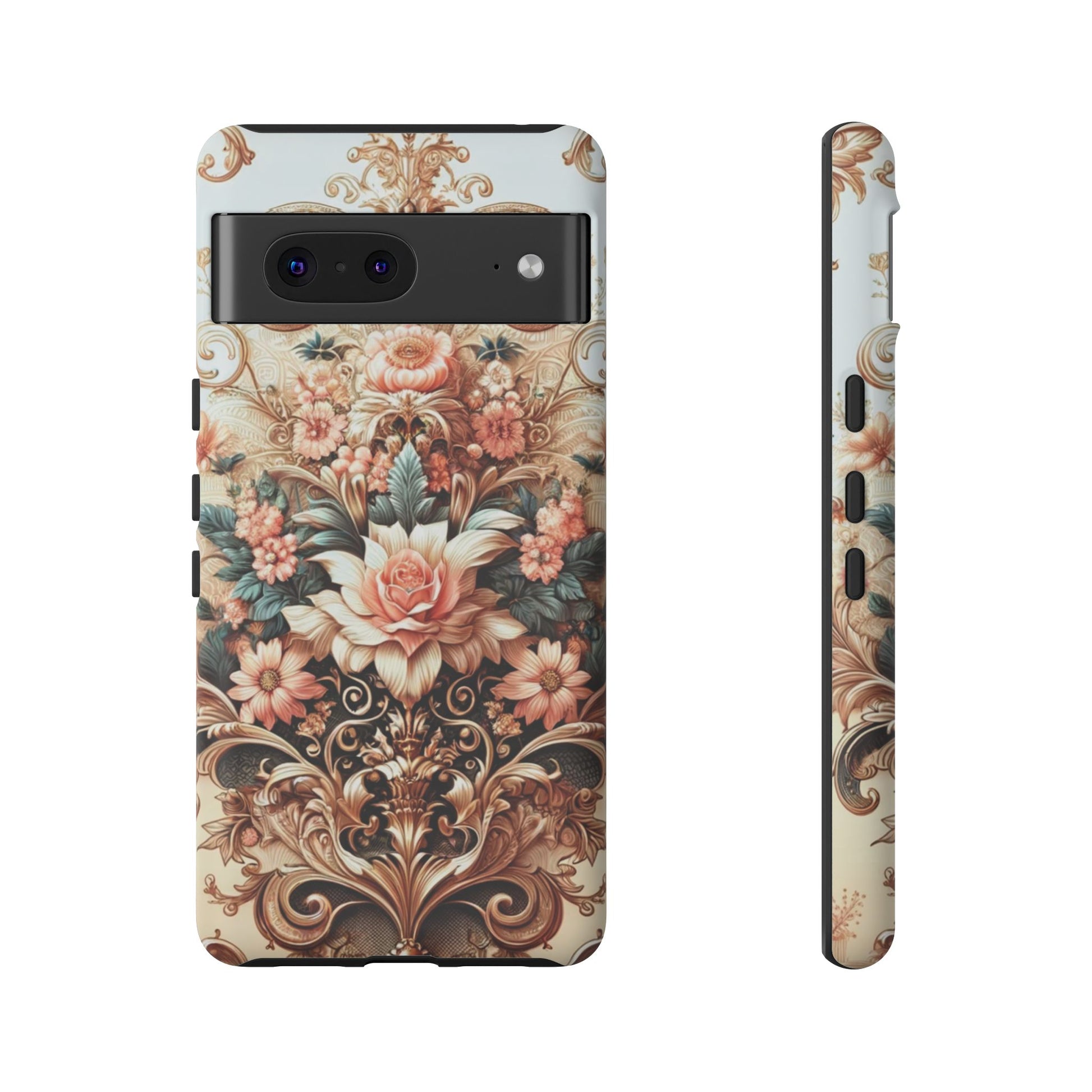 Gold Design Luxury Phone Tough Case Floral Elegant Durable Stylish for Modern Devices iPhone 17, 16, 15, Samsung iPhone Samsung Accessory Gift for Her