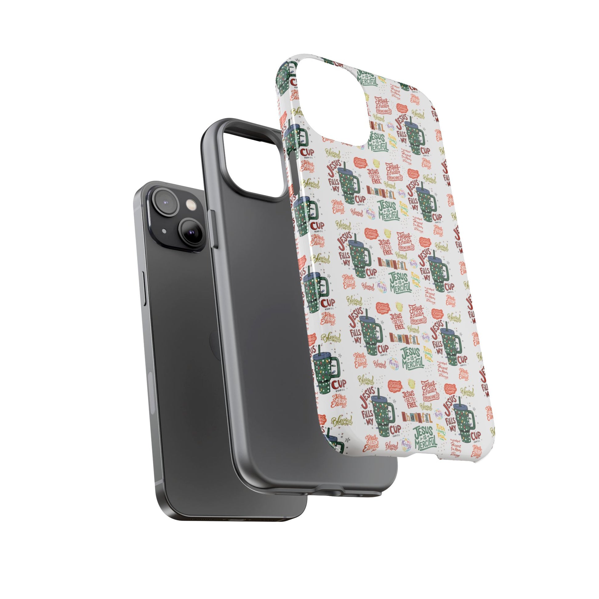 Jesus Fill My Cup Phone Case Cute Floral Design in Red, Pink, Blue – Aesthetic Protective Case for iPhone and  Android