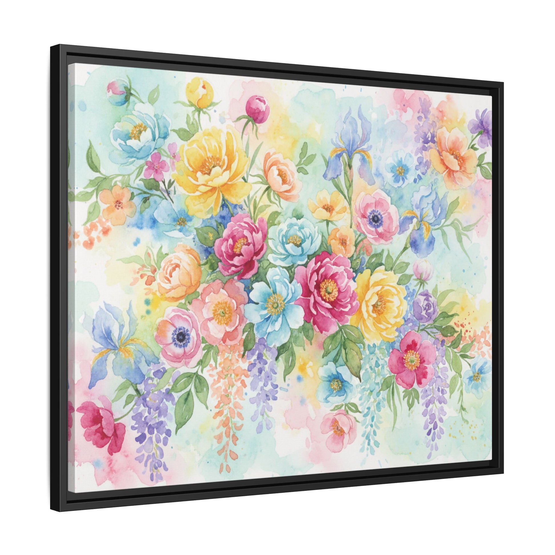 Watercolor Floral Bouquet Canvas, Framed Matte Wall Art | Multi-Color Wall Art