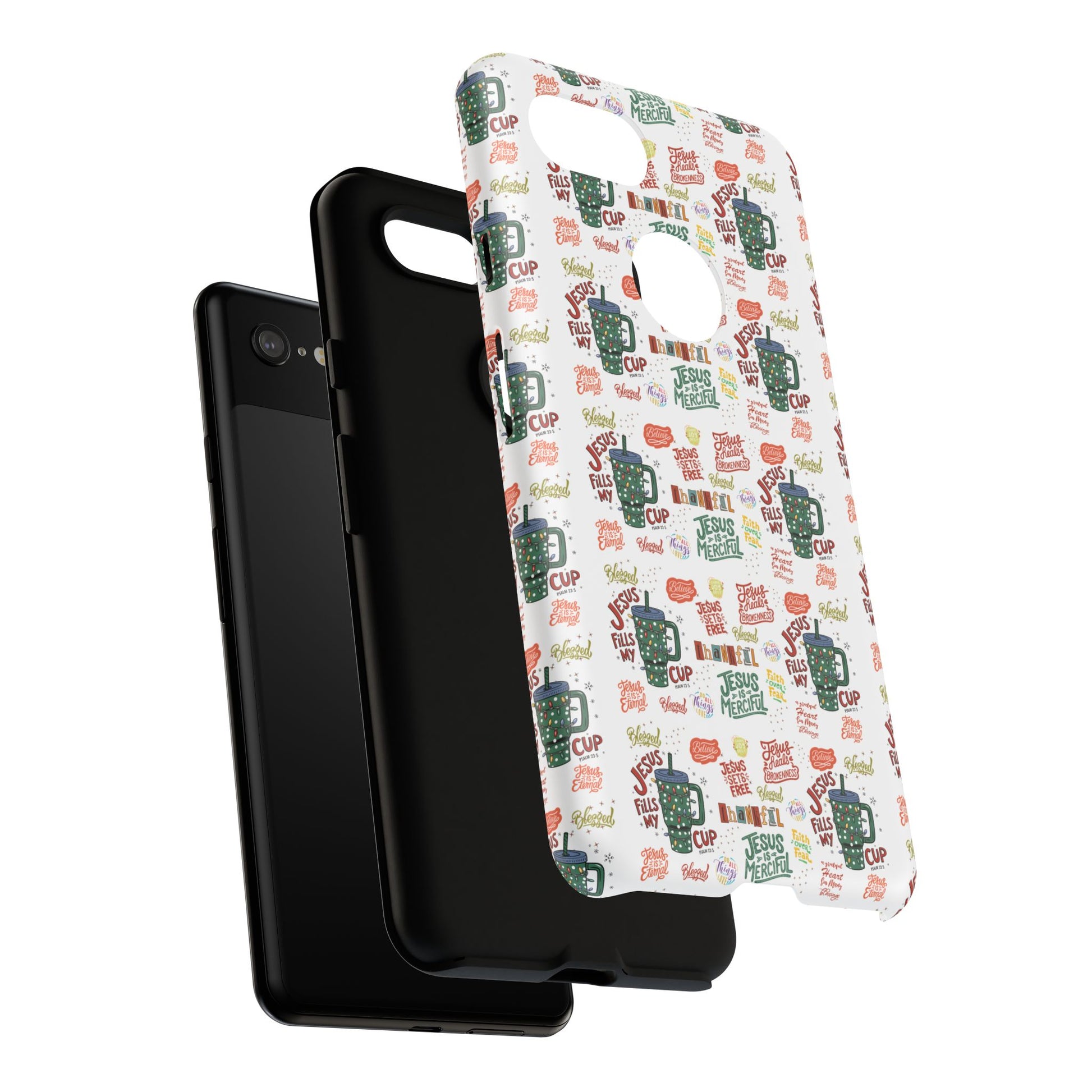 Jesus Fill My Cup Phone Case Cute Floral Design in Red, Pink, Blue – Aesthetic Protective Case for iPhone and  Android