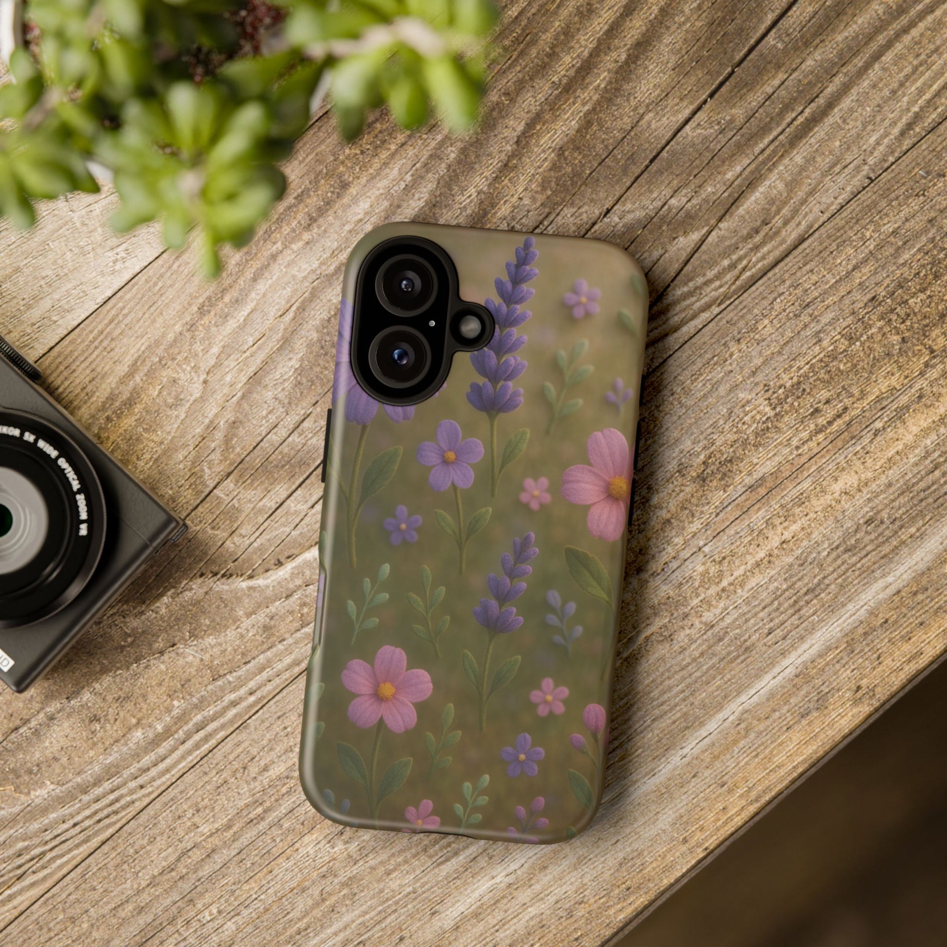 Pastel Flowers 3D Illusion Wildflower Phone Case Cute Pastel Floral Design in Lavender, Pink, Mint Green Aesthetic Protective Case for iPhone and  Android