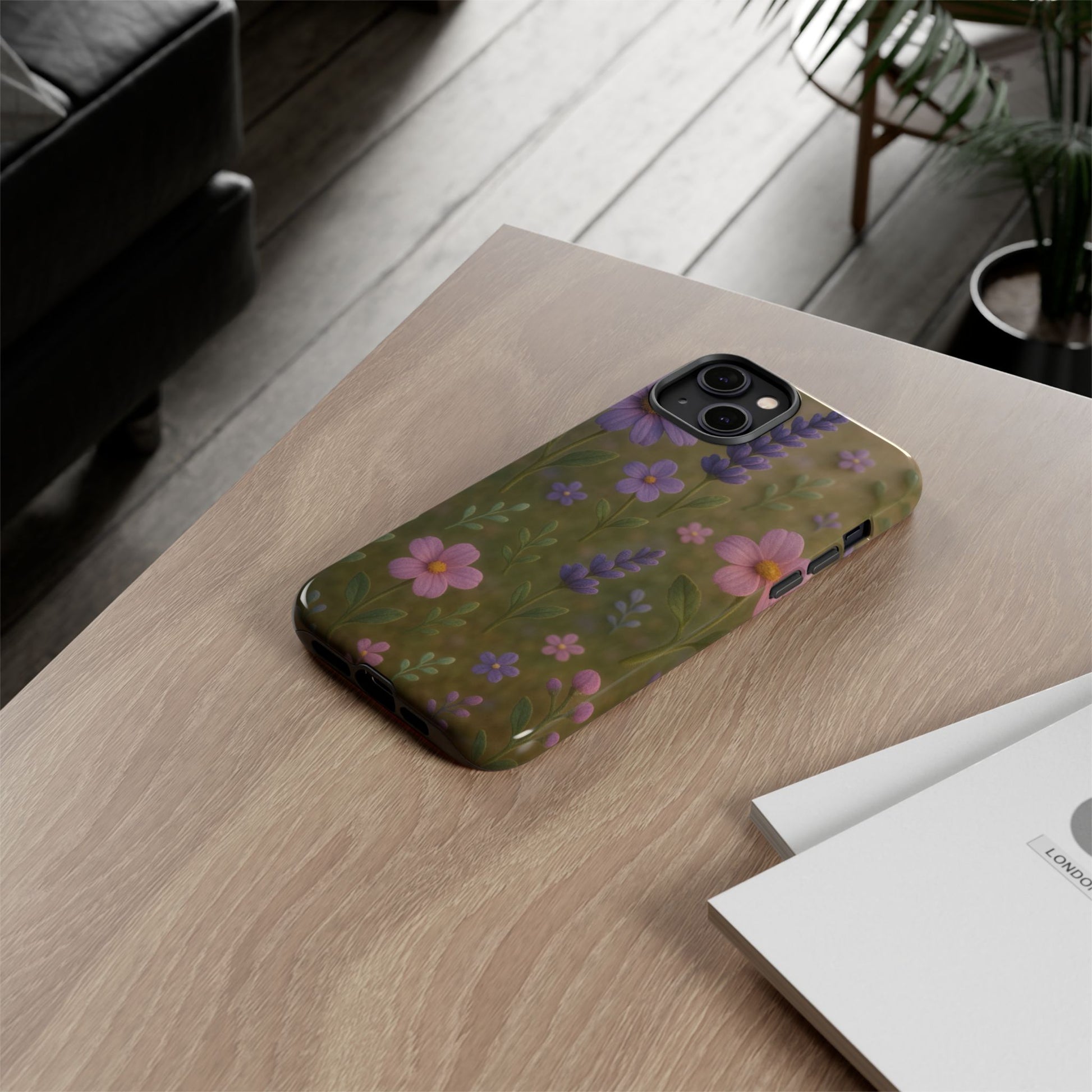Pastel Flowers 3D Illusion Wildflower Phone Case Cute Pastel Floral Design in Lavender, Pink, Mint Green Aesthetic Protective Case for iPhone and  Android