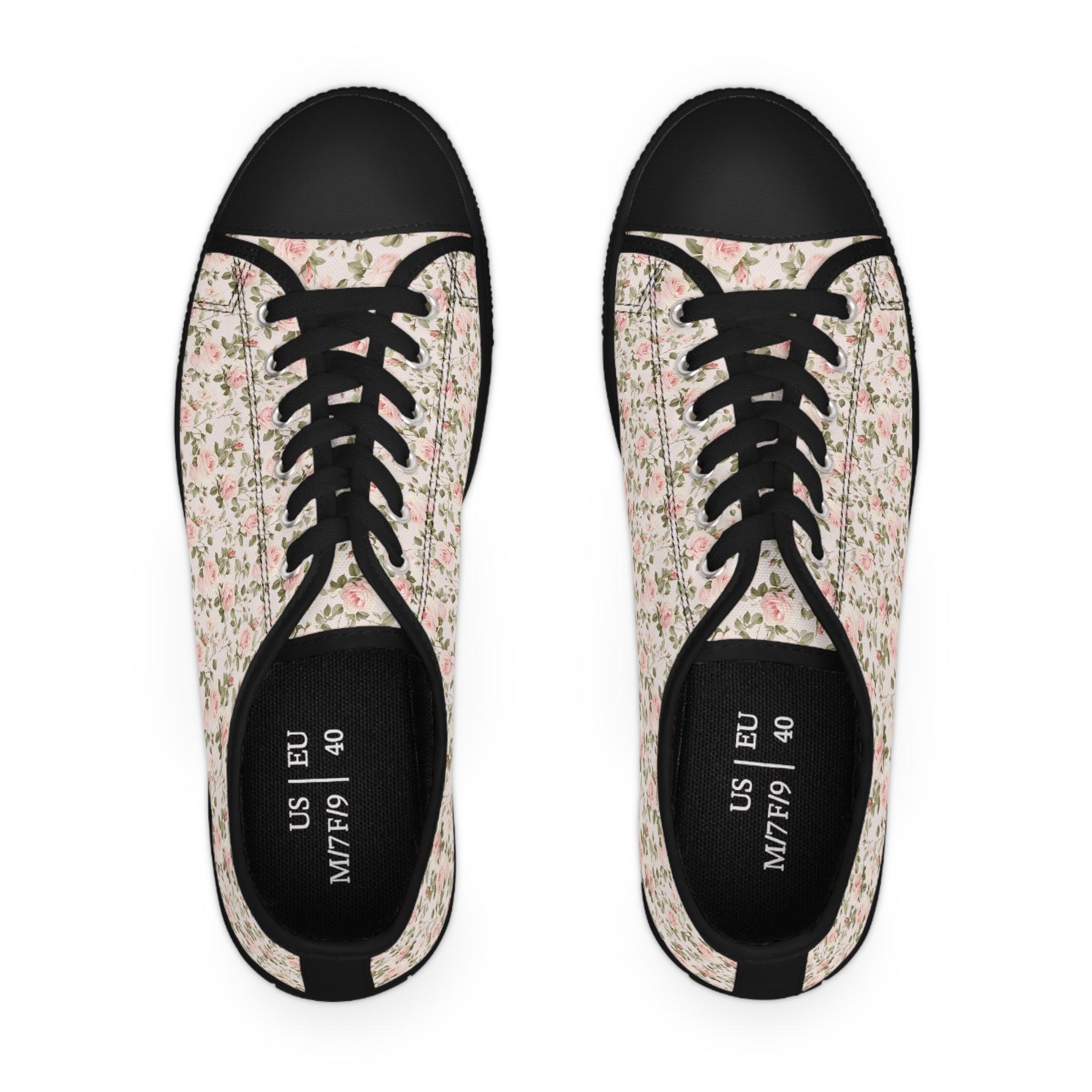 Pink Floral Women's Low Top Sneakers Breathable Polyester Canvas, Lightweight Stylish Floral Pastel Design, Comfortable All-Day Wear, Perfect for Walking and Everyday Activities - MRSBYVALLE