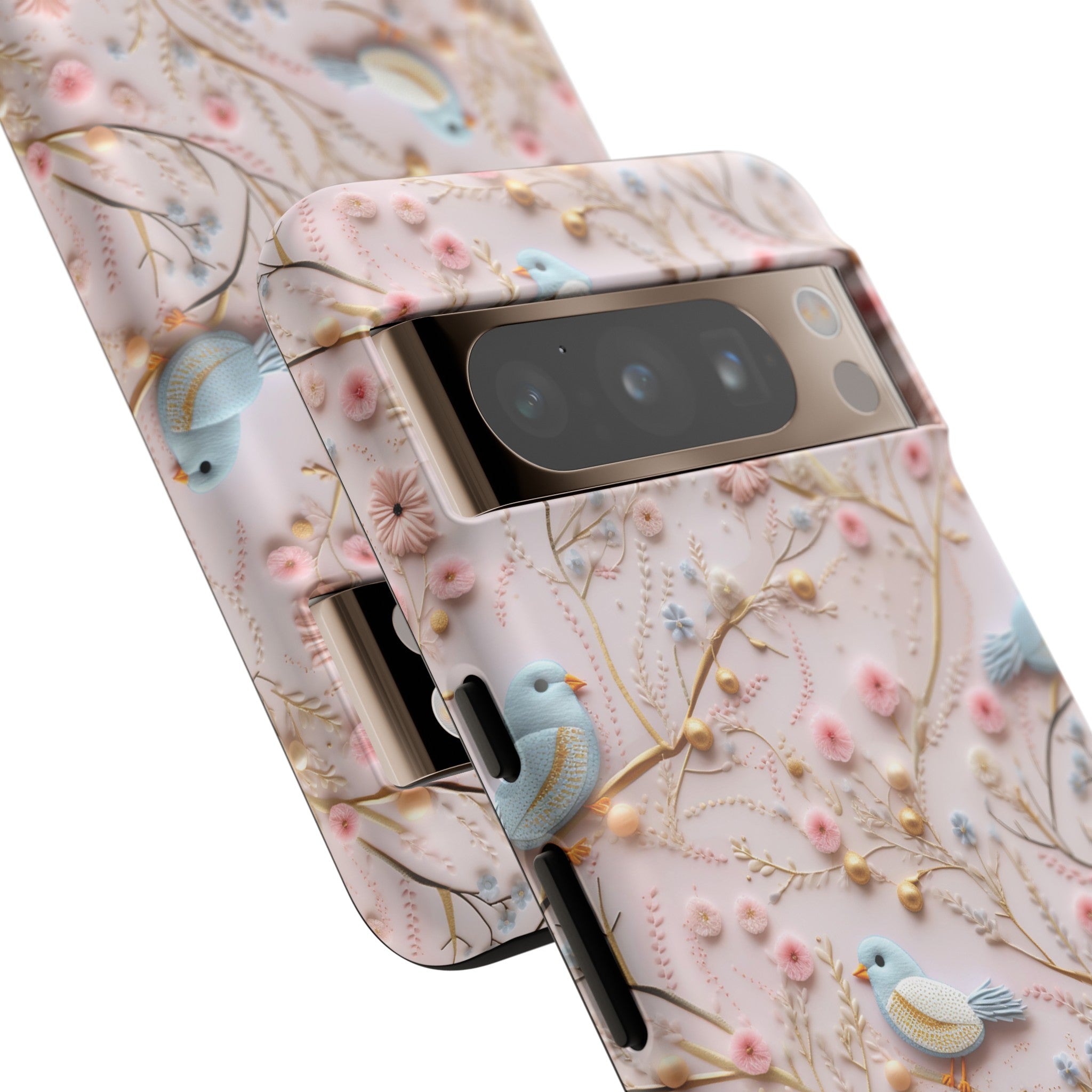 3D Birds Elegant Faux Flowers Phone Case Stylish & Durable for iPhone Samsung Gift iPhone 15, 14, 13 Samsung Pixel Gift for Mom Accessory Gift for Her