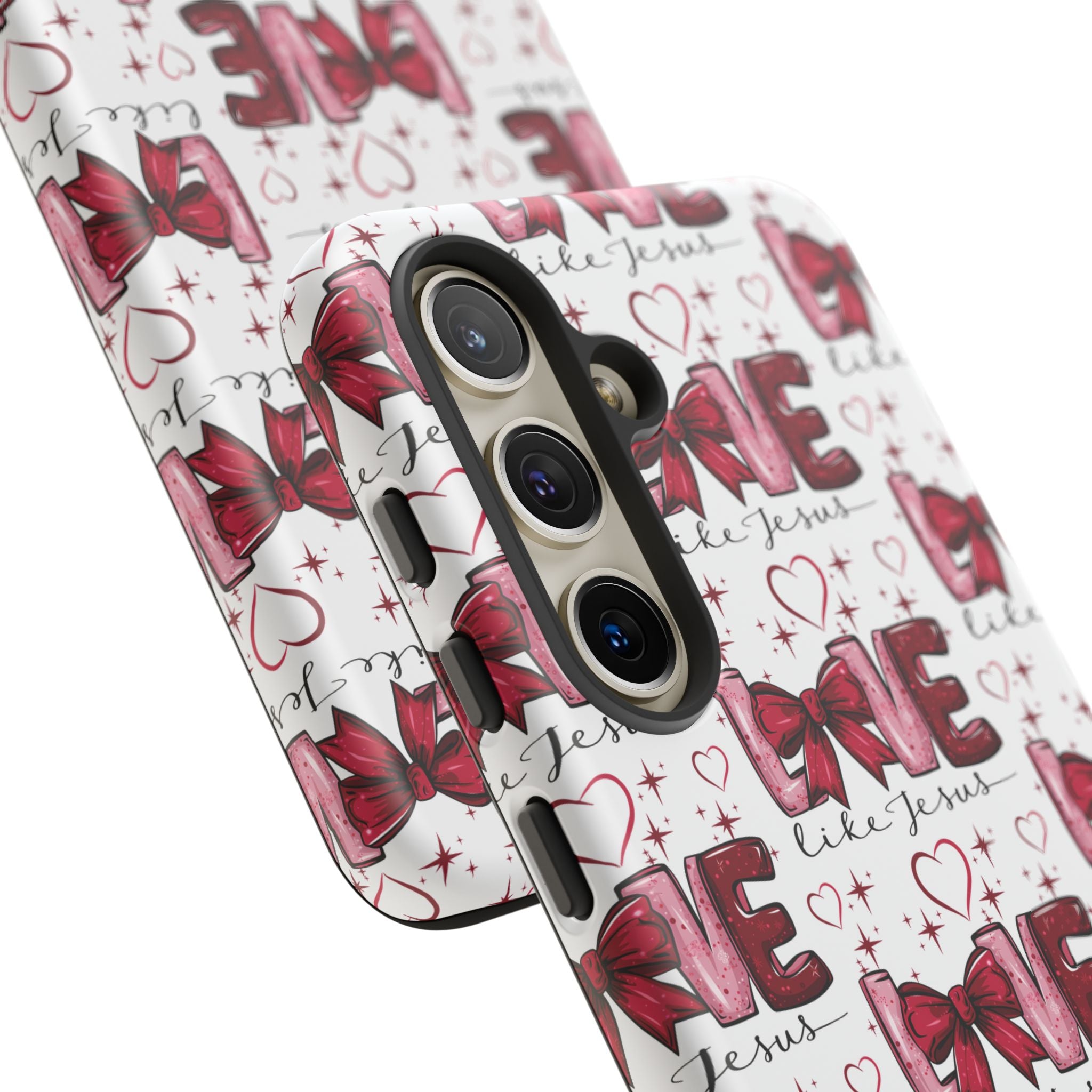 Love Like Jesus Red Bows and Hearts—Tough, Faithful Phone Cases & Religious iPhone Accessories: Protect Your Device & Show Your Faith