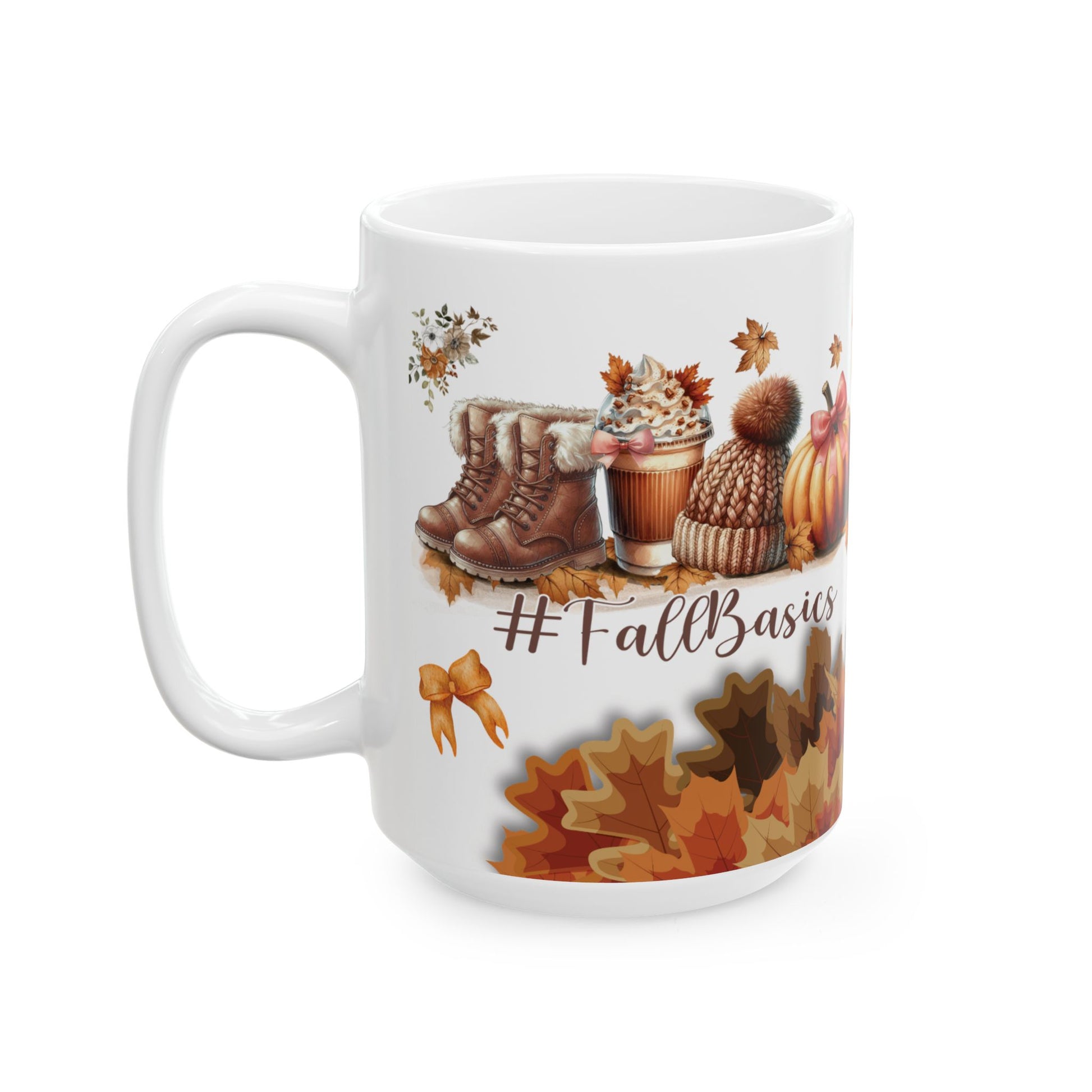 Fall Basic 11oz & 15oz Coffee Mugs – Autumn Leaves, Cozy Vibes, Perfect for Pumpkin Spice & Fall Lovers Dishwasher Safe, Microwave Friendly, Seasonal Mug Gift for Home & Office Morning Brew - MRSBYVALLE