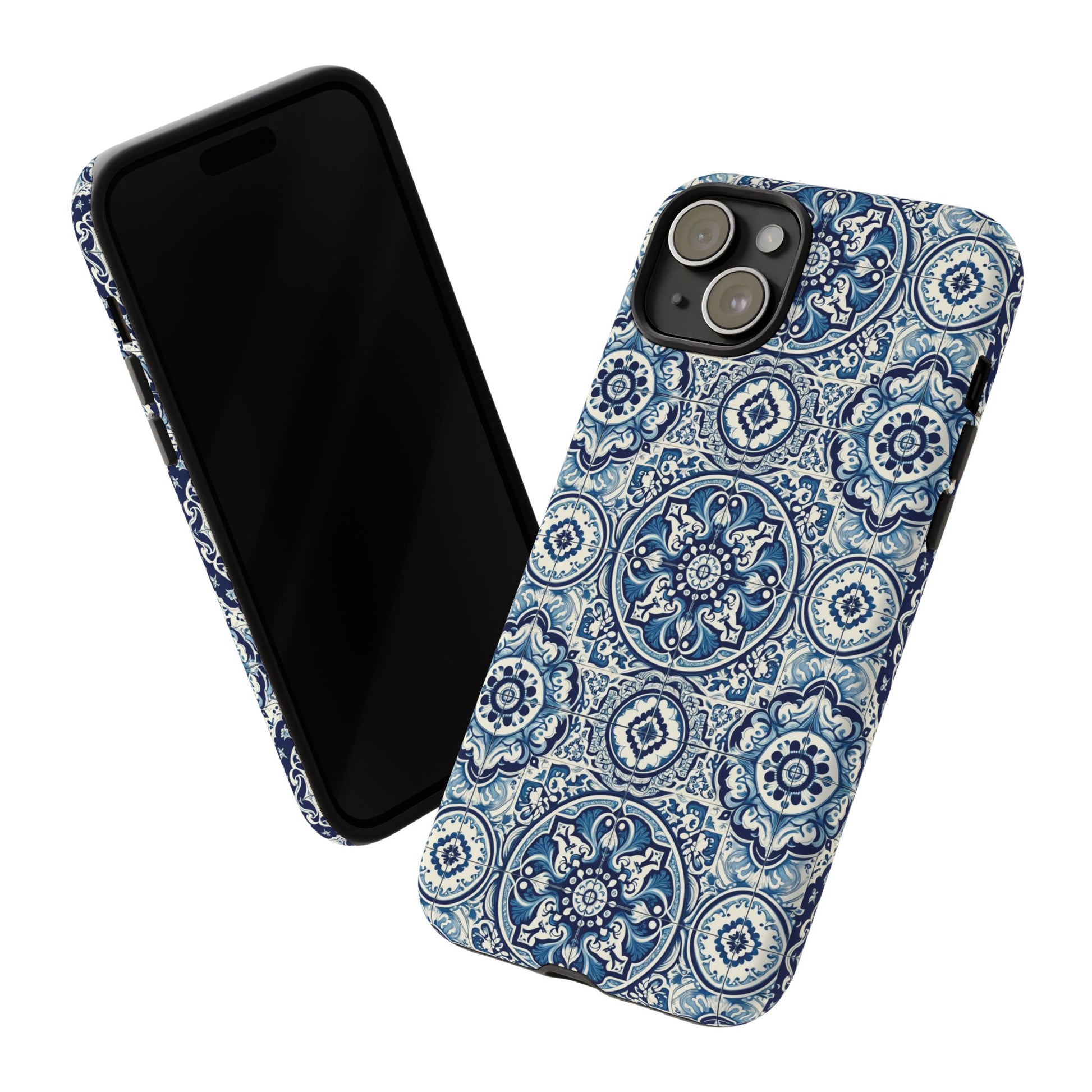 Azulejo Tile Phone Case Elegant Mediterranean Blue Porcelain Design iPhone 17, 16, 15, Samsung iPhone Samsung Accessory Gift for Her