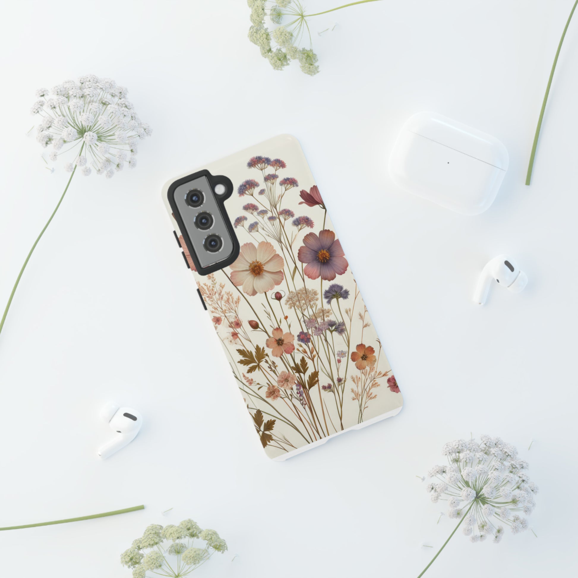 Wildflower Boho Luxury Phone Tough Case Floral Elegant Durable Stylish for Modern Devices iPhone 15, Samsung iPhone Samsung Accessory Gift for Her.