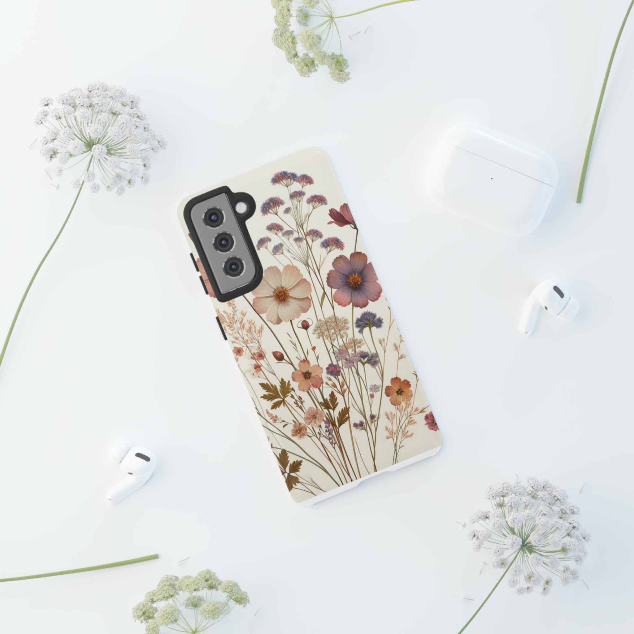 Wildflower Boho Luxury Phone Tough Case Floral Elegant Durable Stylish for Modern Devices iPhone 15, Samsung iPhone Samsung Accessory Gift for Her.