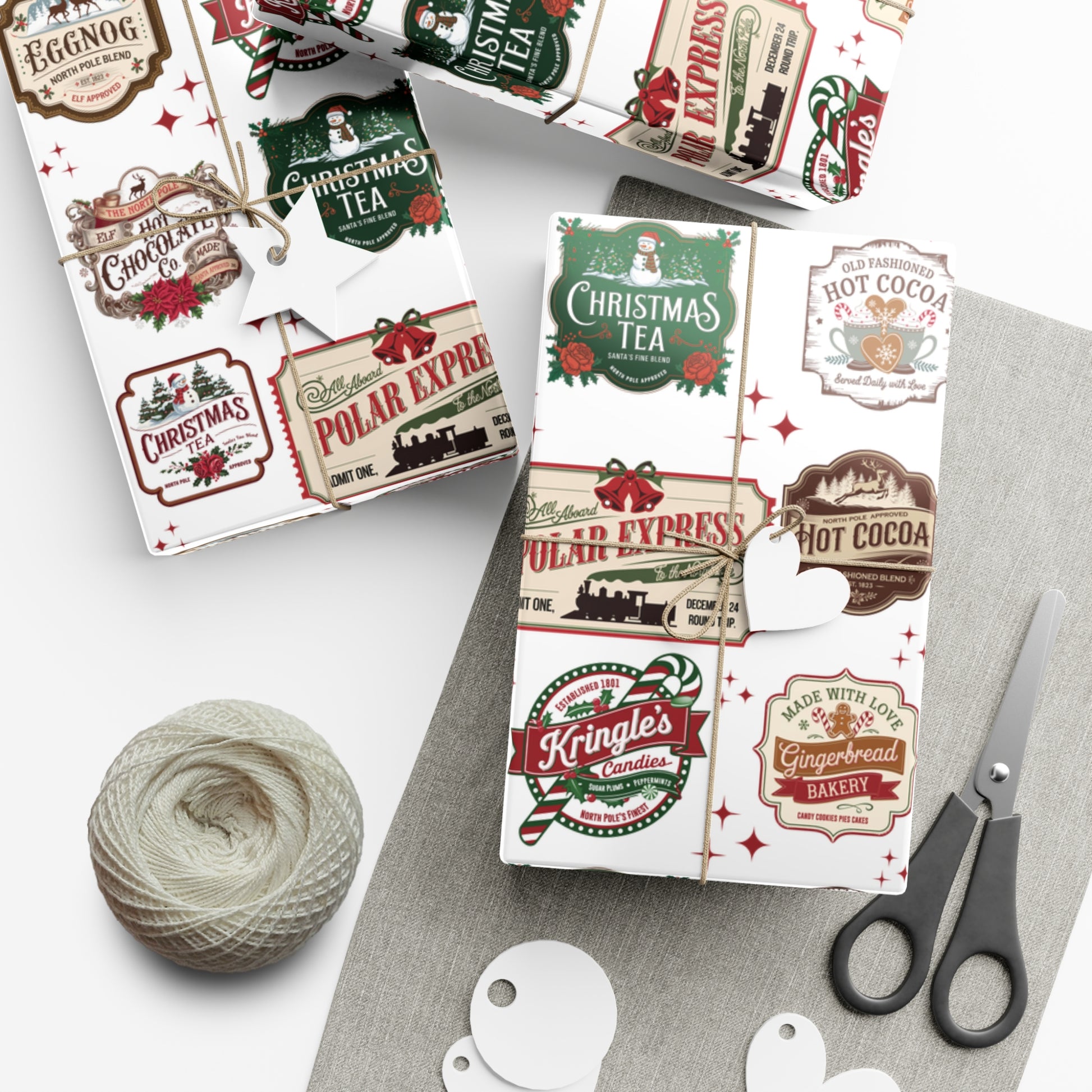 Vintage Christmas Stamps Wrapping Paper Festive Holiday Gift Wrap with Retro-Inspired Designs, Perfect for Christmas Presents, Crafting, & Holiday Decor – Premium Quality - MRSBYVALLE