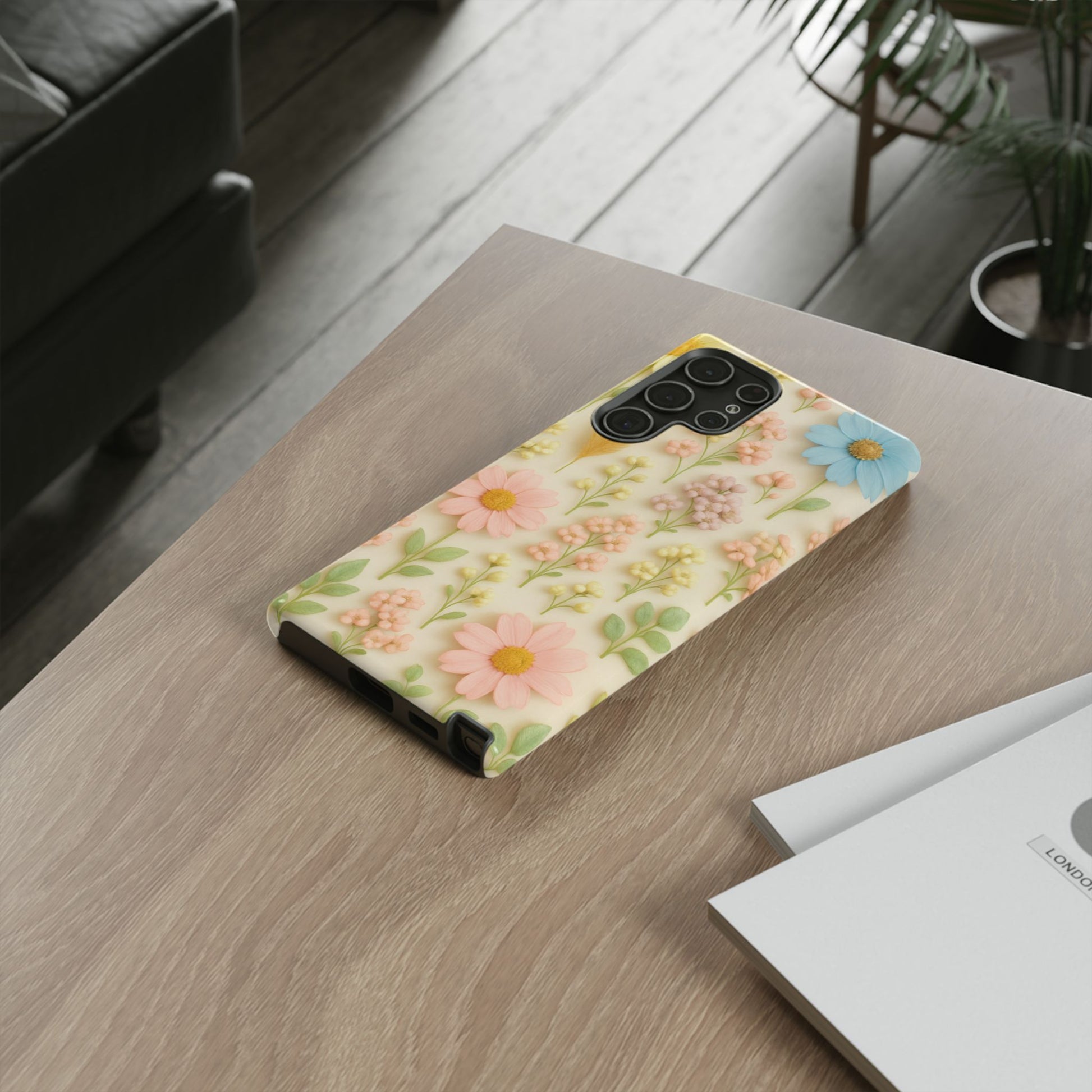 Pastel Dried Flowers Illusion Phone Case 3D Realistic Pressed Floral Design, Bright Botanical Aesthetic, Soft Nature-Inspired CoveriPhone & Galaxy