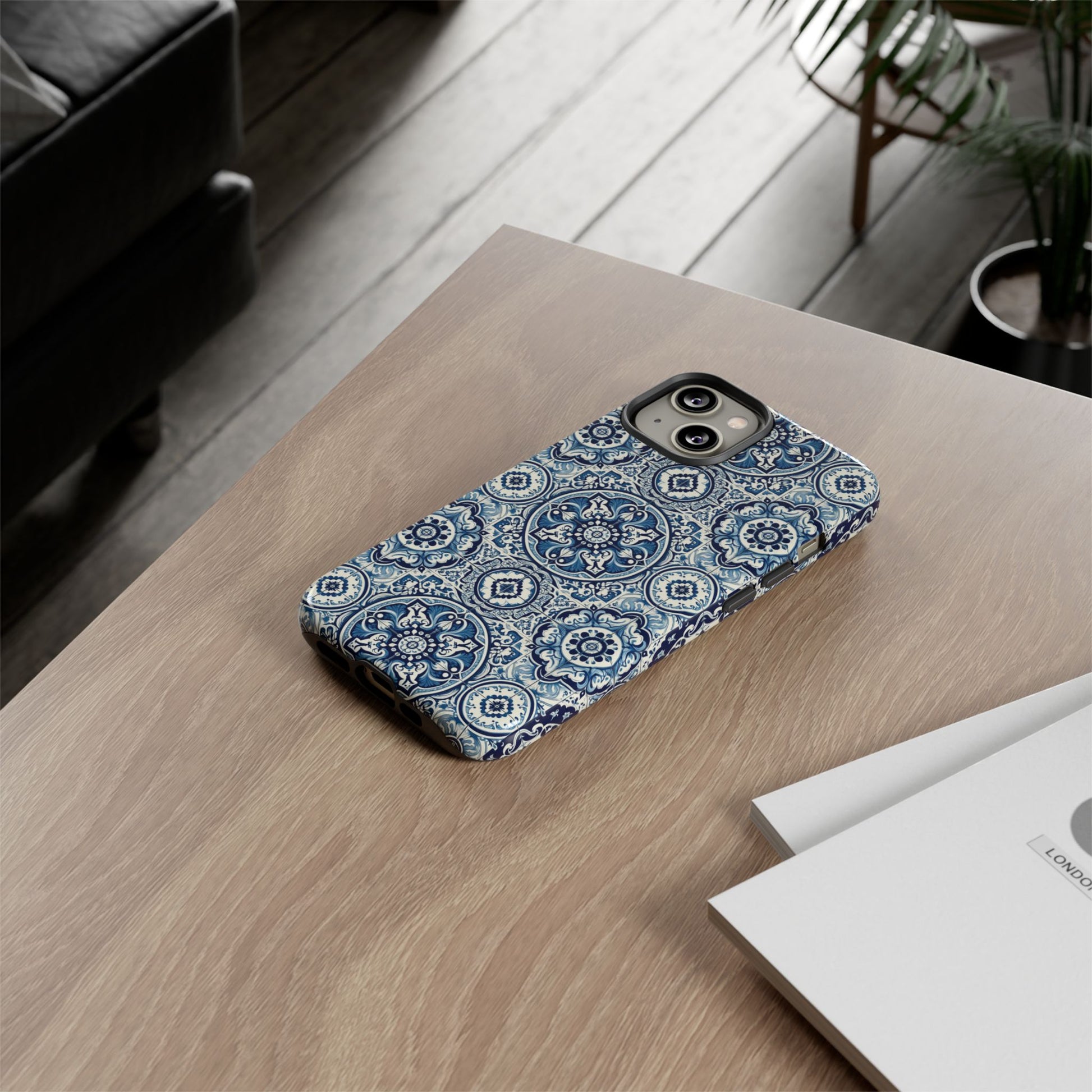 Azulejo Tile Phone Case Elegant Mediterranean Blue Porcelain Design iPhone 17, 16, 15, Samsung iPhone Samsung Accessory Gift for Her