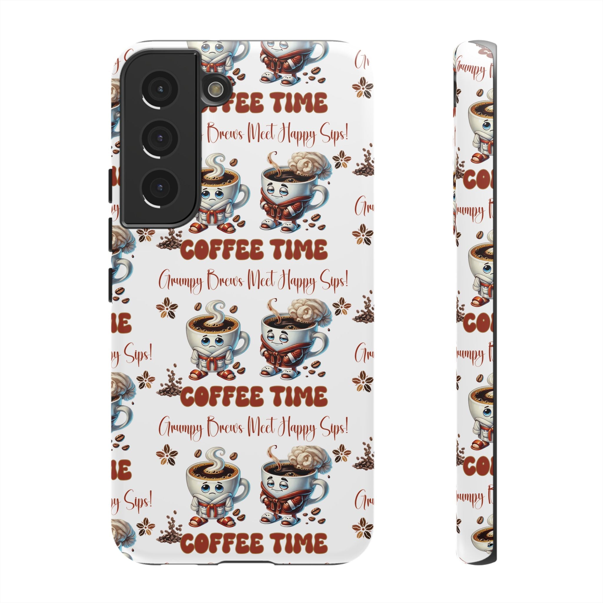 Grumpy Brews Meet Happy Sips Phone Case Compatible with iPhone, Samsung & Pixel | Fun, Durable Protection for Coffee Lovers | Unique Design, Shockproof & Scratch-Resistant Perfect for Coffee Lover - MRSBYVALLE