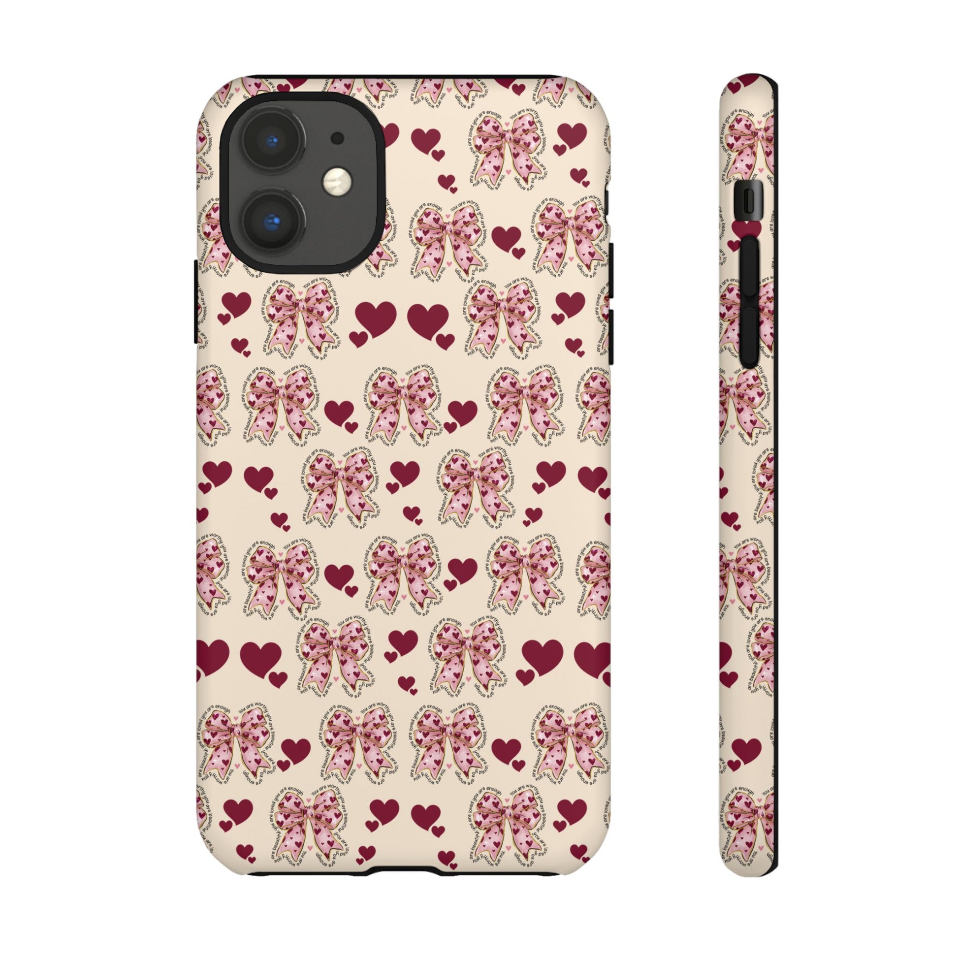 Charming Hearts & Pink Bows Phone Case Stylish & Durable Protection for Your Device | Scratch-Resistant, Slim Fit, and Lightweight Design for Everyday Use for iPhone & Android | Fresh Nature-Inspired Design!